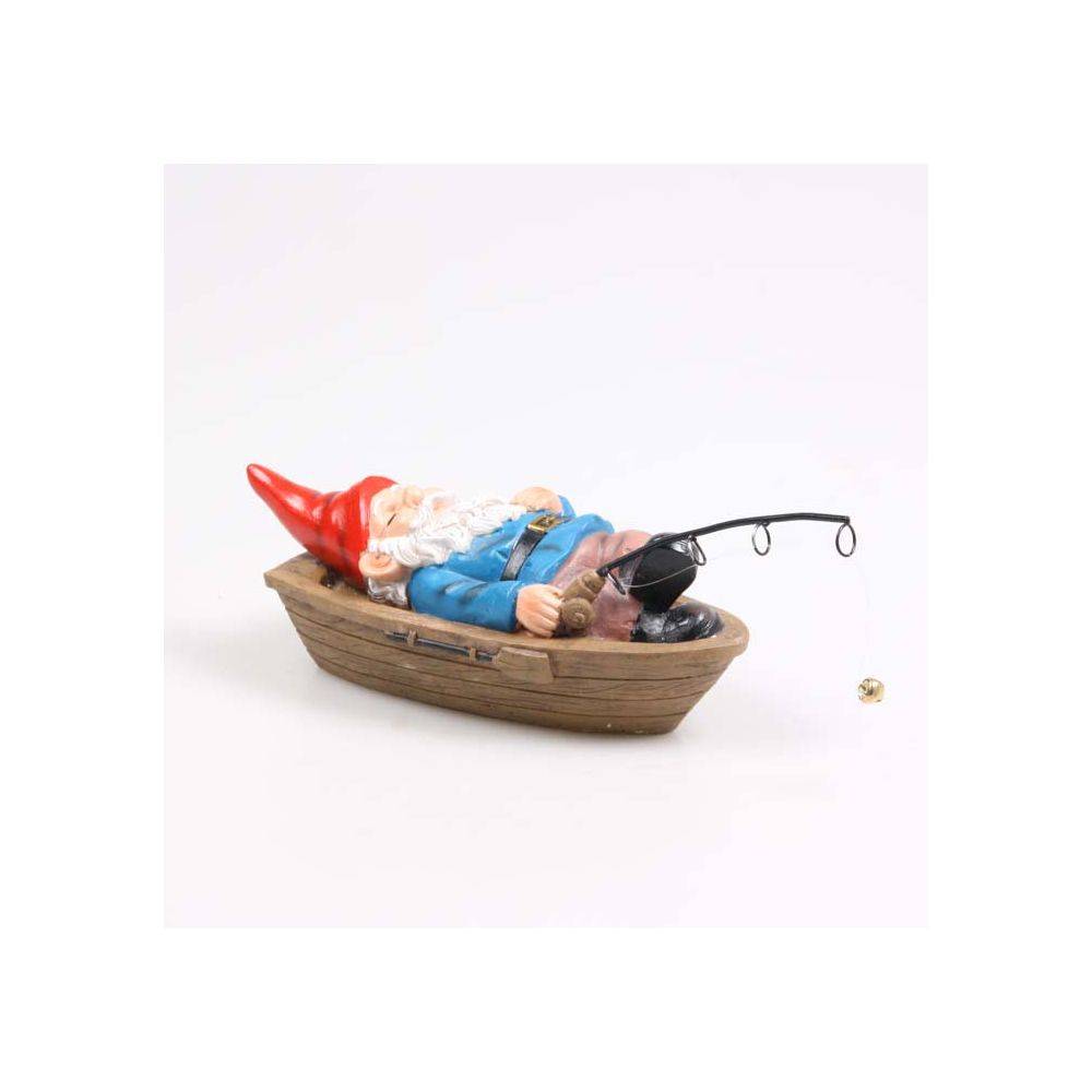Sid - Nain de jardin en résine ballade sur l'eau Barque allongé Sid - Imagen 4