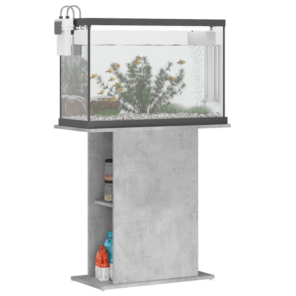 Support Aquarium Bois Ingénierie avec Étagères de Rangement Gris Béton - ComfortXL Outdoor Living - Image 3