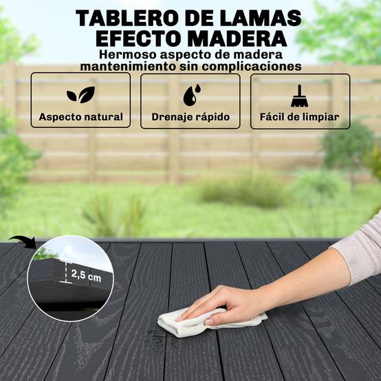 Table de jardin extensible 80/160 cm pour 4 à 6 personnes, en aluminium avec plateau à lattes, aspect bois, noire. - Image 8
