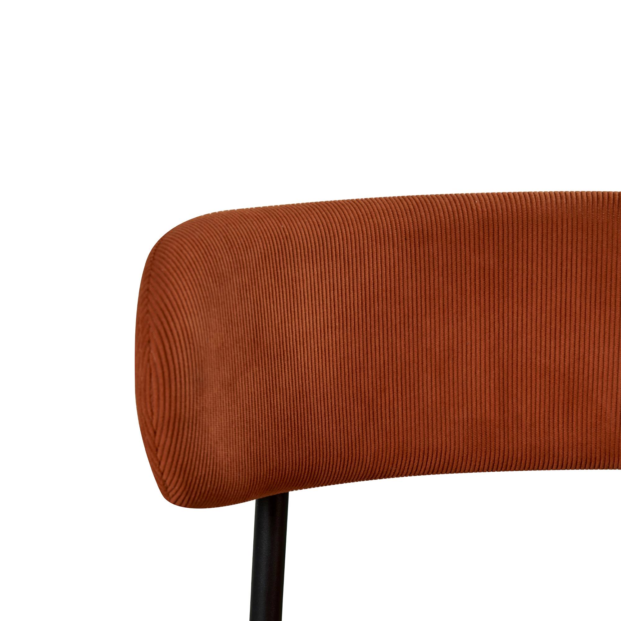 Sicaan Lot de 4 chaises rembourrées velours côtelé terracotta et pieds métal noir IRIS - Image 8