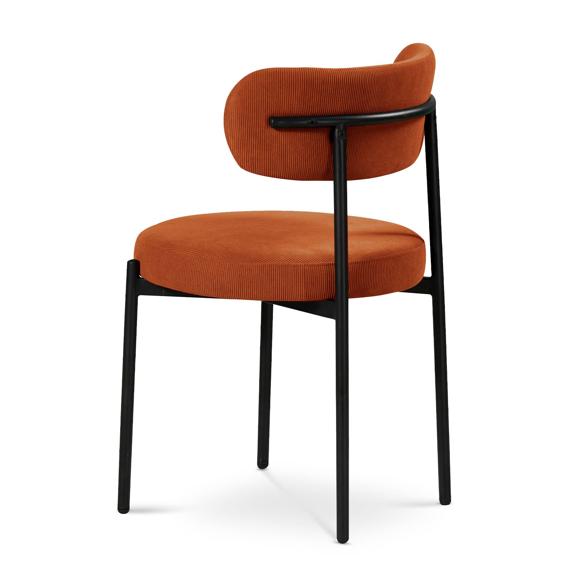 Sicaan Lot de 4 chaises rembourrées velours côtelé terracotta et pieds métal noir IRIS - Image 6