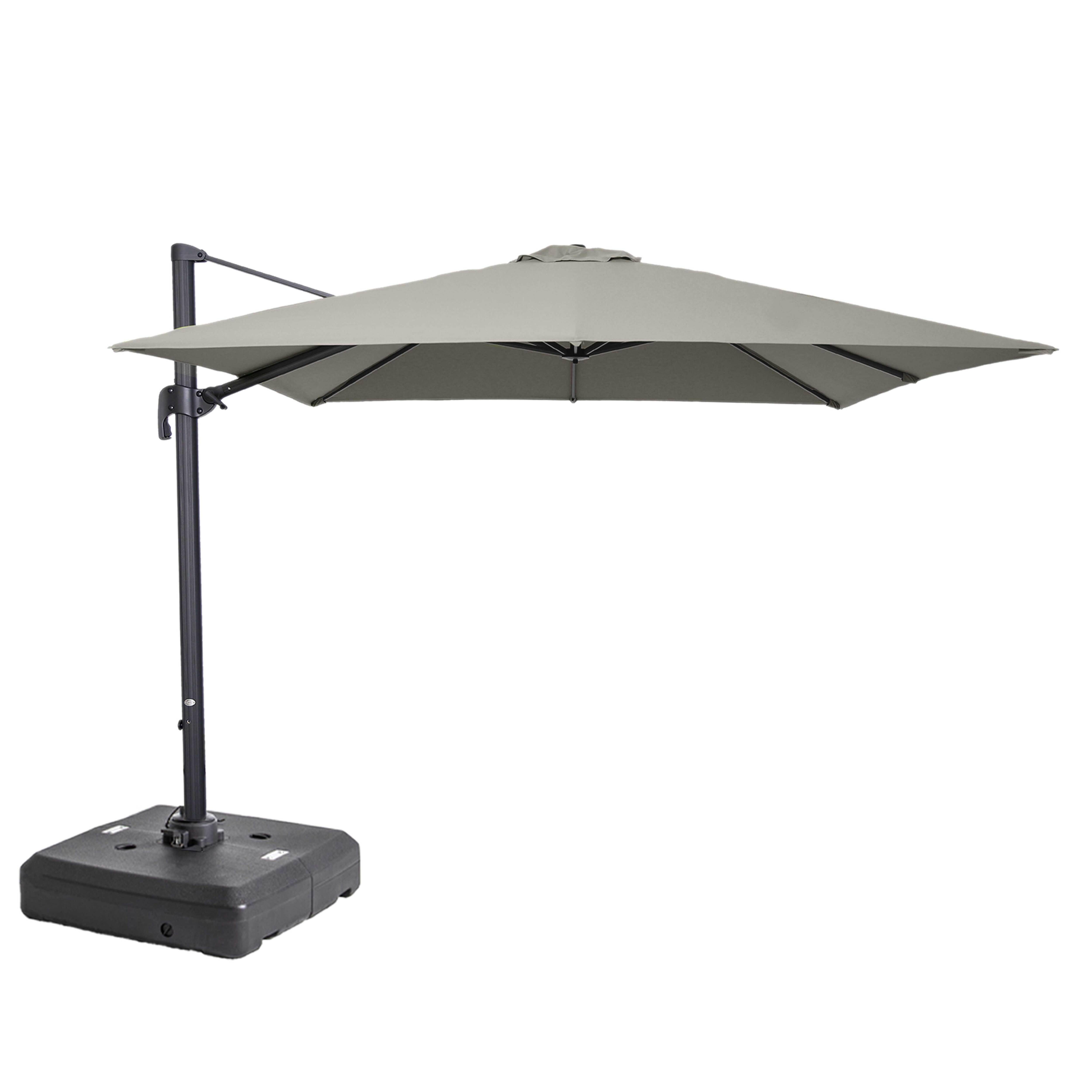 Oviala - Parasol 3x3m 360° inclinable + pied à lester 100L sur roues taupe Malaga - Oviala - Imagen 1