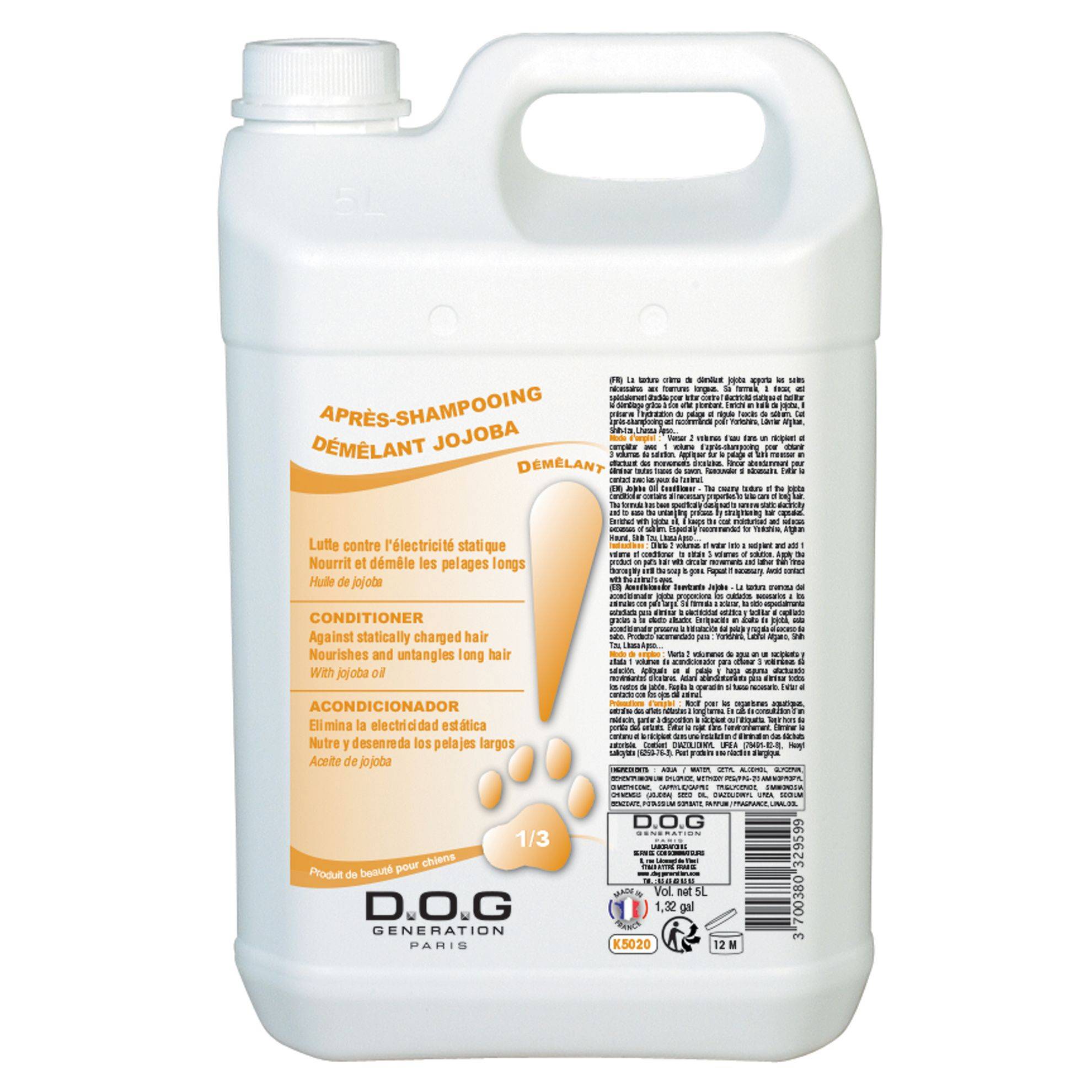 Après-Shampooing démêlant Jojoba Dog Generation : 5 litres DOG GENERATION