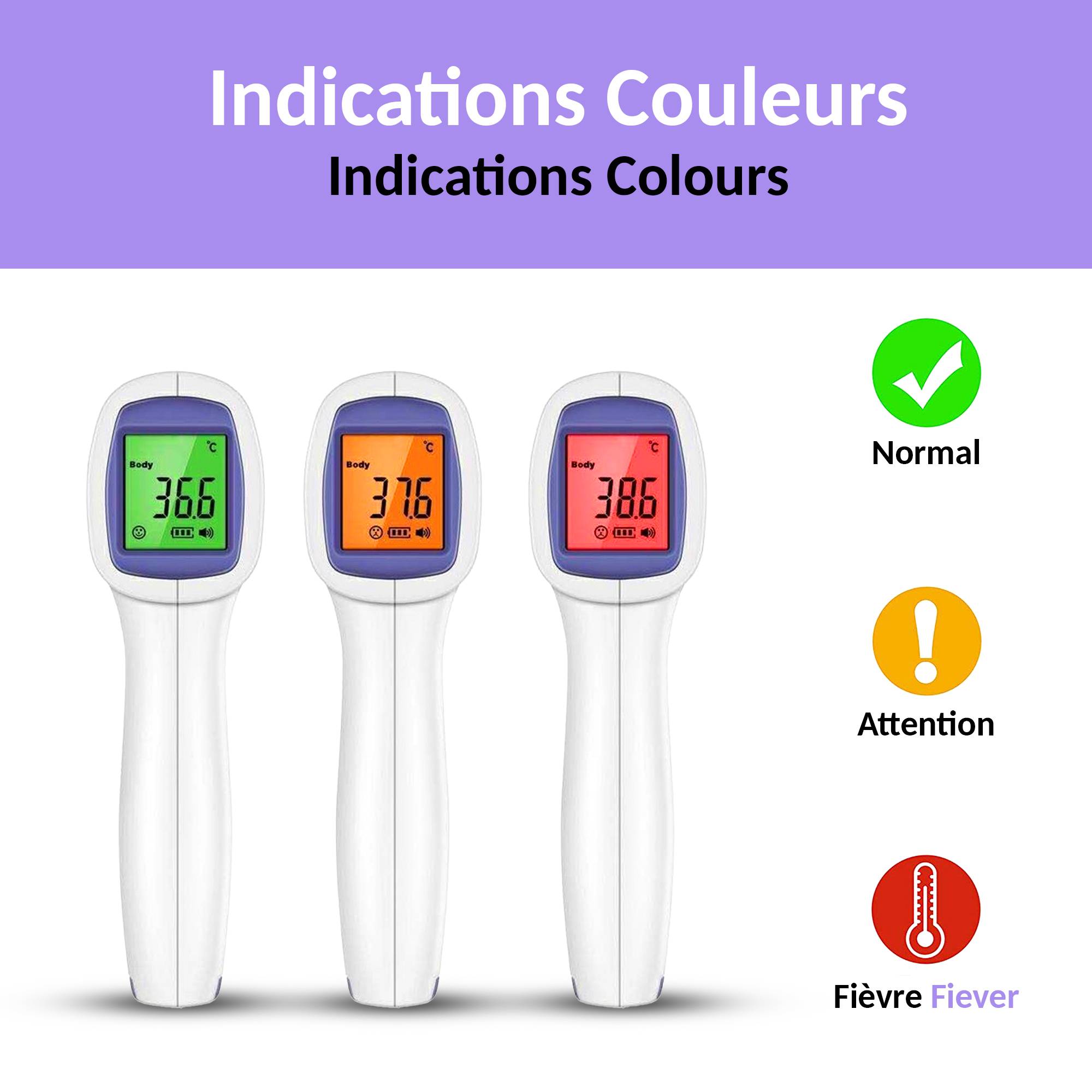 Fishtec - Thermomètre frontal FISHTEC, technologie sans contact infrarouge, écran LCD couleur, mesure rapide et précise, idéal pour toute la famille - Image 6