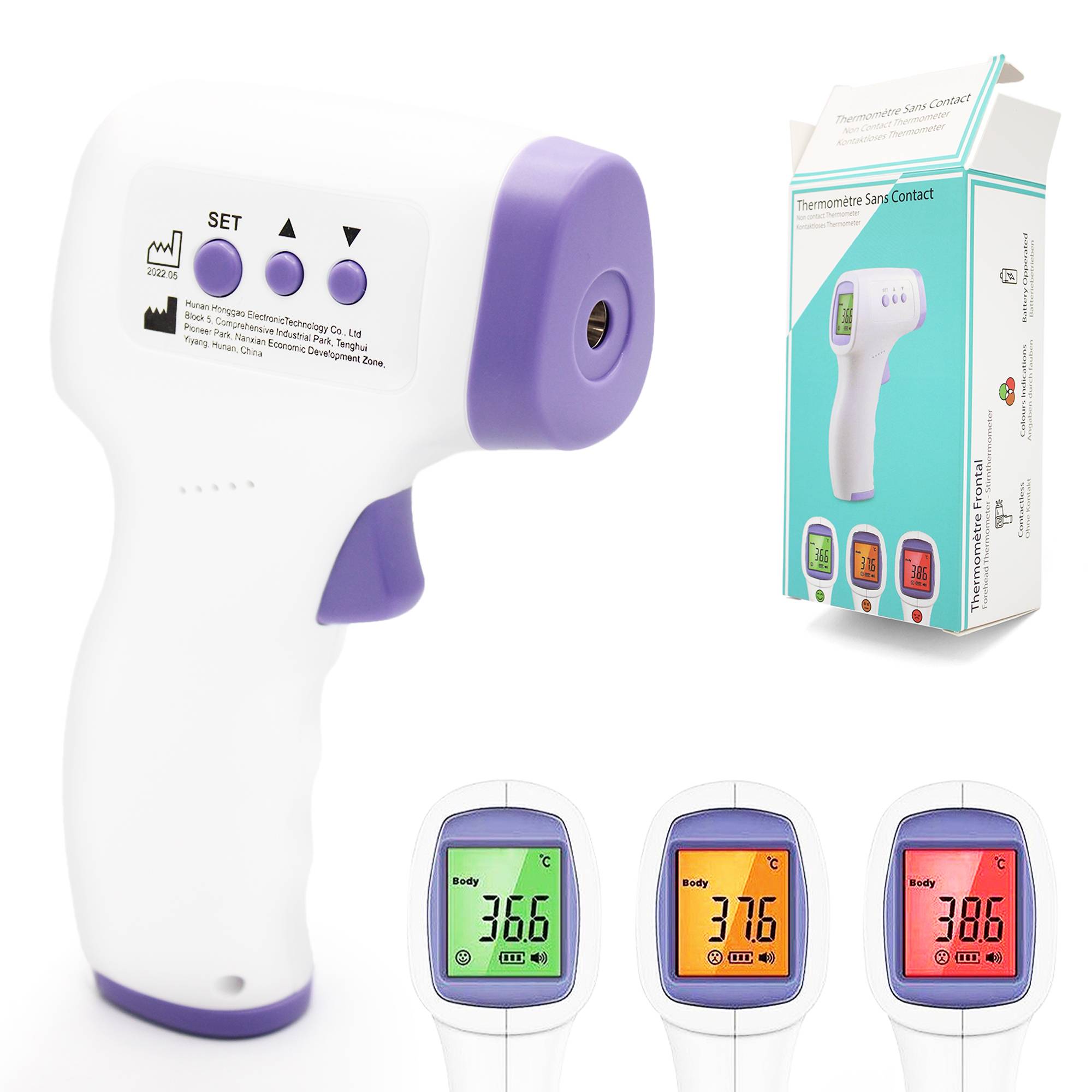 Fishtec - Thermomètre frontal FISHTEC, technologie sans contact infrarouge, écran LCD couleur, mesure rapide et précise, idéal pour toute la famille