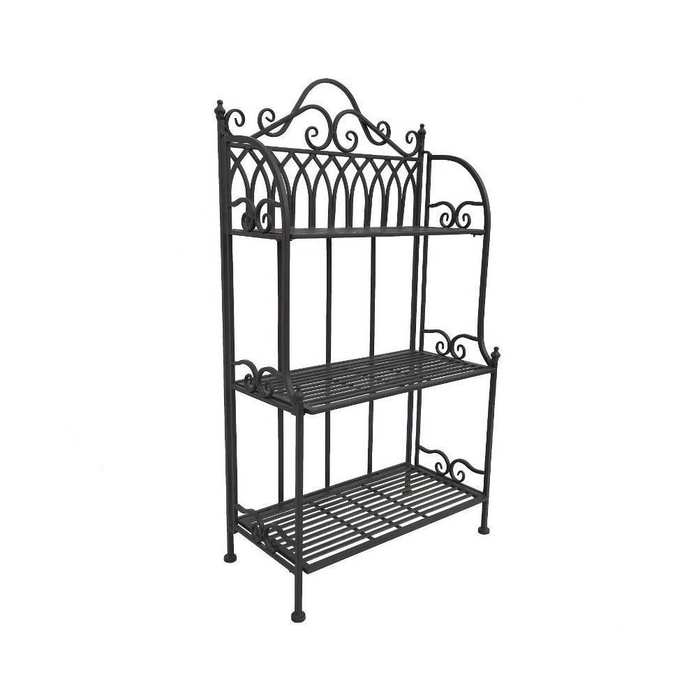 Etagère rangement cuisine à plantes extérieur fer forgé gris 120cm Chemin de campagne