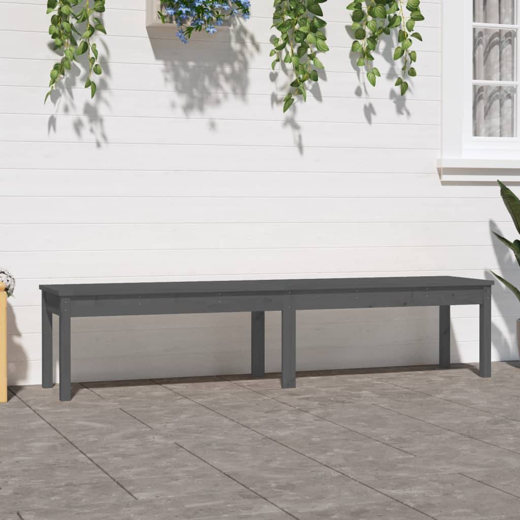 Maison Chic - Banc de jardin - Banc d'extérieur - Banquette à 2 places gris 203,5x44x45cm bois massif de pin - Imagen 2