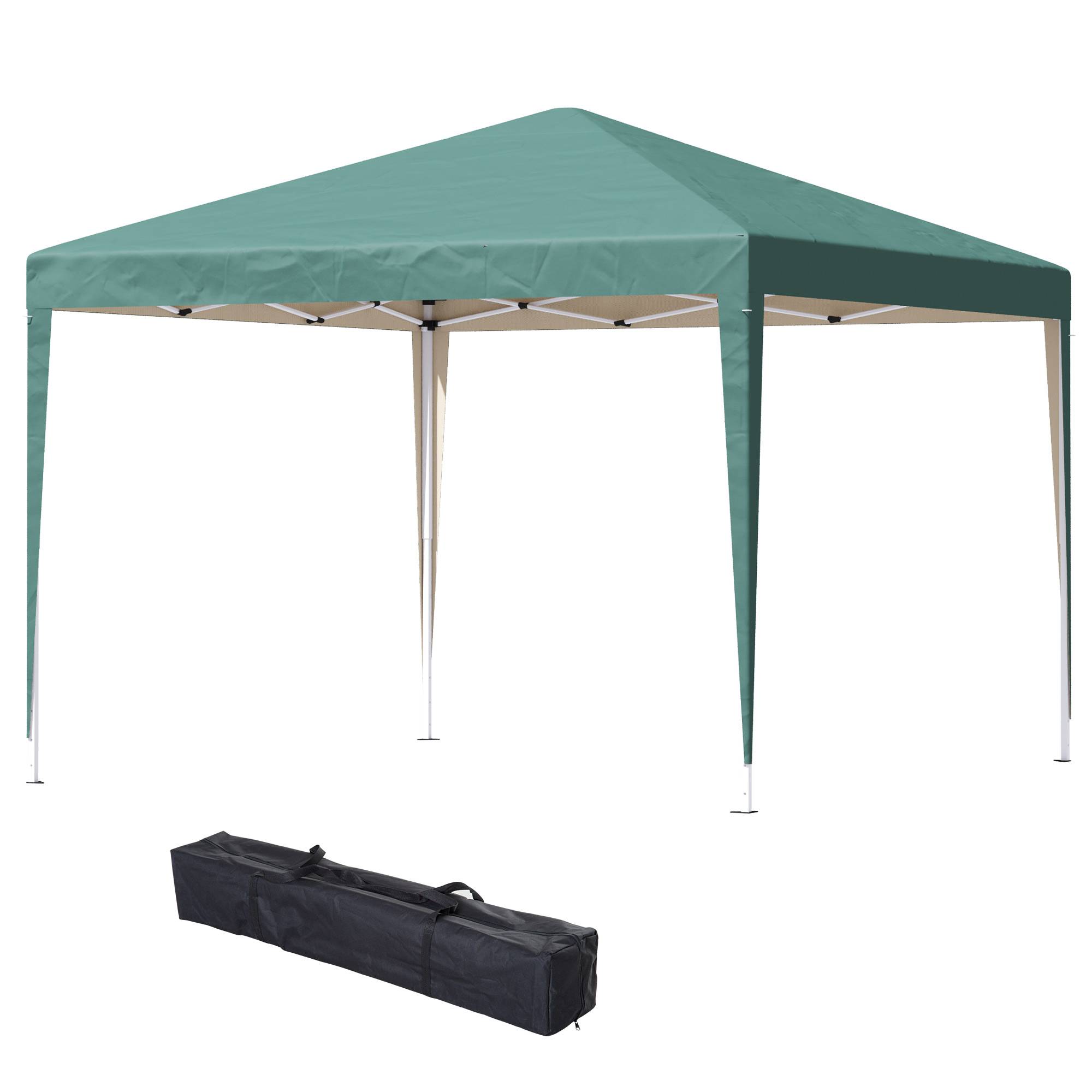 Tente pliante 3x3m avec sac de transport, hauteur réglable, résistante aux UV et imperméable, idéale pour terrasse, patio, plage, verte - Image 2