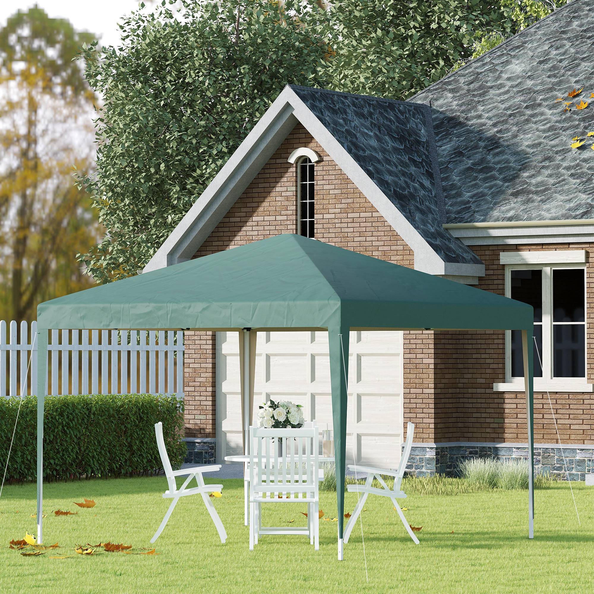 Tente pliante 3x3m avec sac de transport, hauteur réglable, résistante aux UV et imperméable, idéale pour terrasse, patio, plage, verte - Image 4