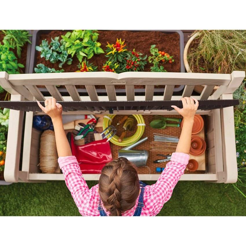 Habitat Et Jardin - Coffre-banc Jardin Résine "bogota" - 265 L - 140 X 60 X 84 Cm - Beige -habitat Et Jardin - Imagen 5