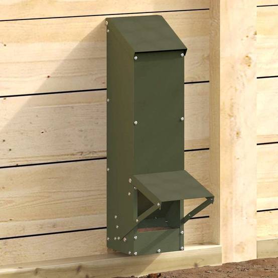 Distributeur Vertical Volaille Métal Étanche 5kg Olive - ComfortXL Outdoor Living - Image 1