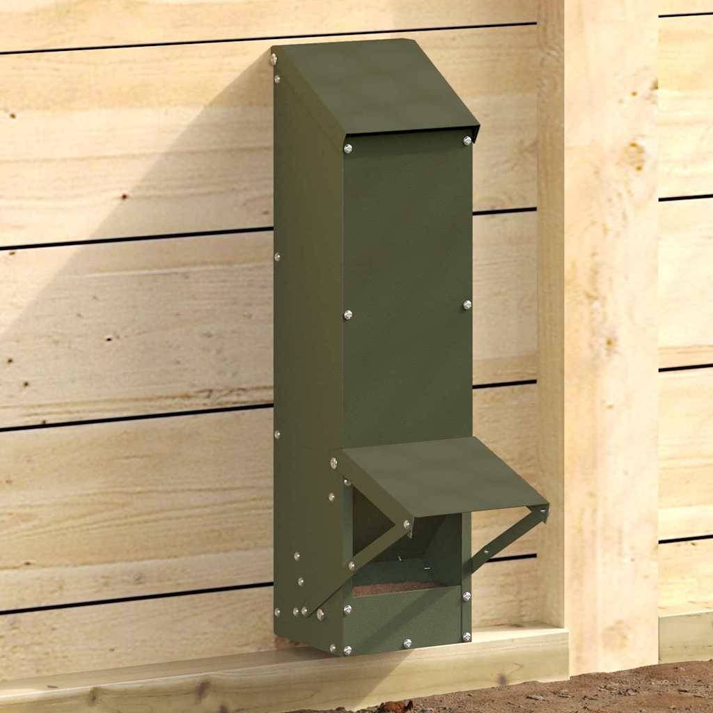 Distributeur Vertical Volaille Métal Étanche 5kg Olive - ComfortXL Outdoor Living - Image 1