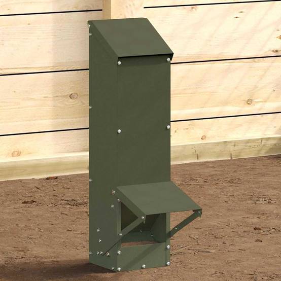 Distributeur Vertical Volaille Métal Étanche 5kg Olive - ComfortXL Outdoor Living - Image 4