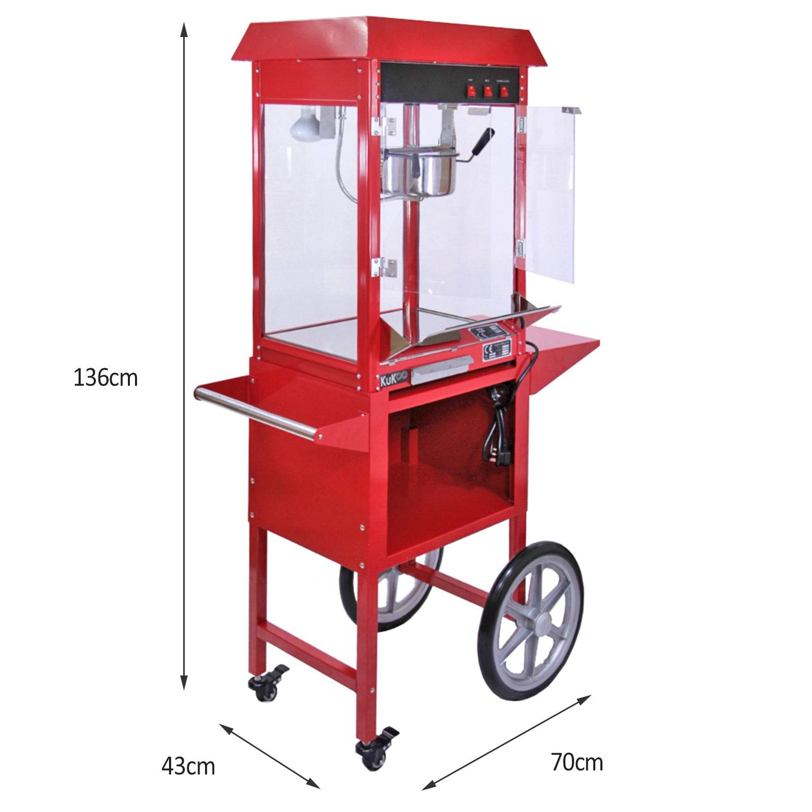 Kukoo - KuKoo Machine à Pop-Corn de 226g & Machine à Barbe à Papa avec Chariots - Imagen 4