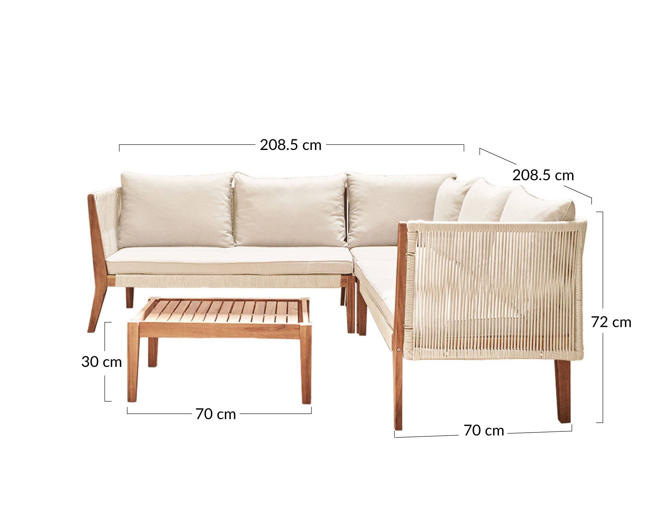 Best Mobilier - Papua - salon bas de jardin 5 places - bois, corde et coussins beiges - Best Mobilier - Imagen 9