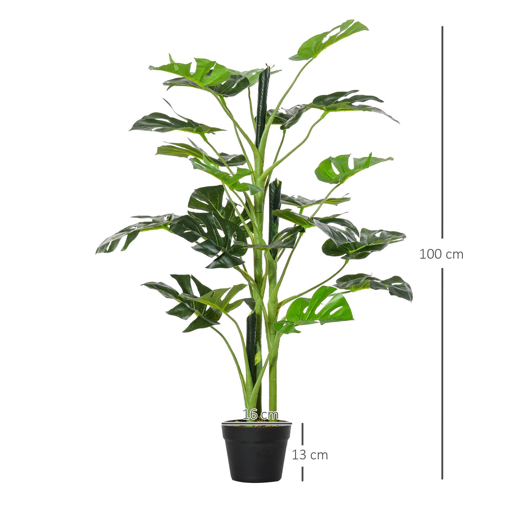 PANGIVO - Plante artificielle Monstera plastique vert 16 x 16 x 100 cm - PANGIVO - Image 5