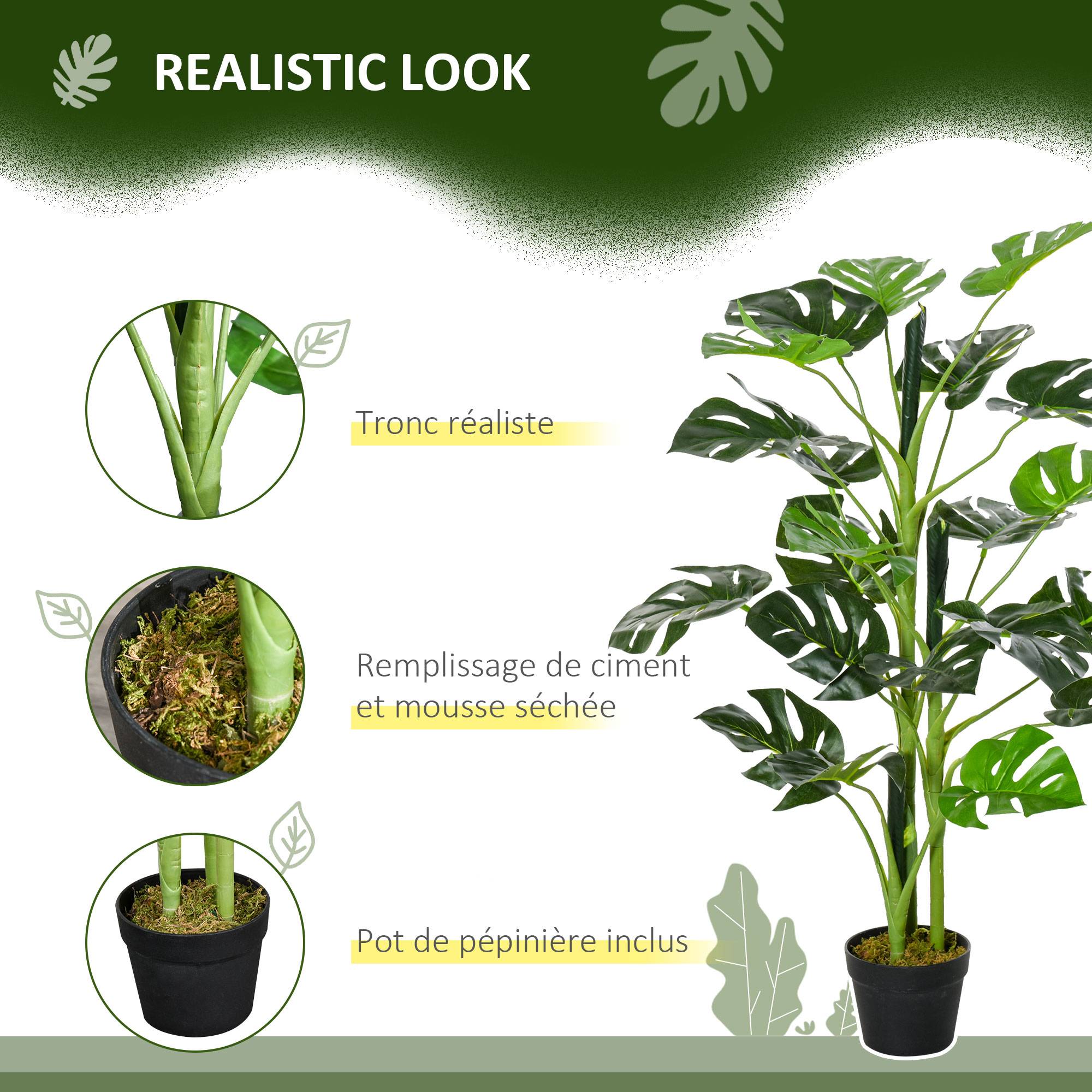 PANGIVO - Plante artificielle Monstera plastique vert 16 x 16 x 100 cm - PANGIVO - Image 8