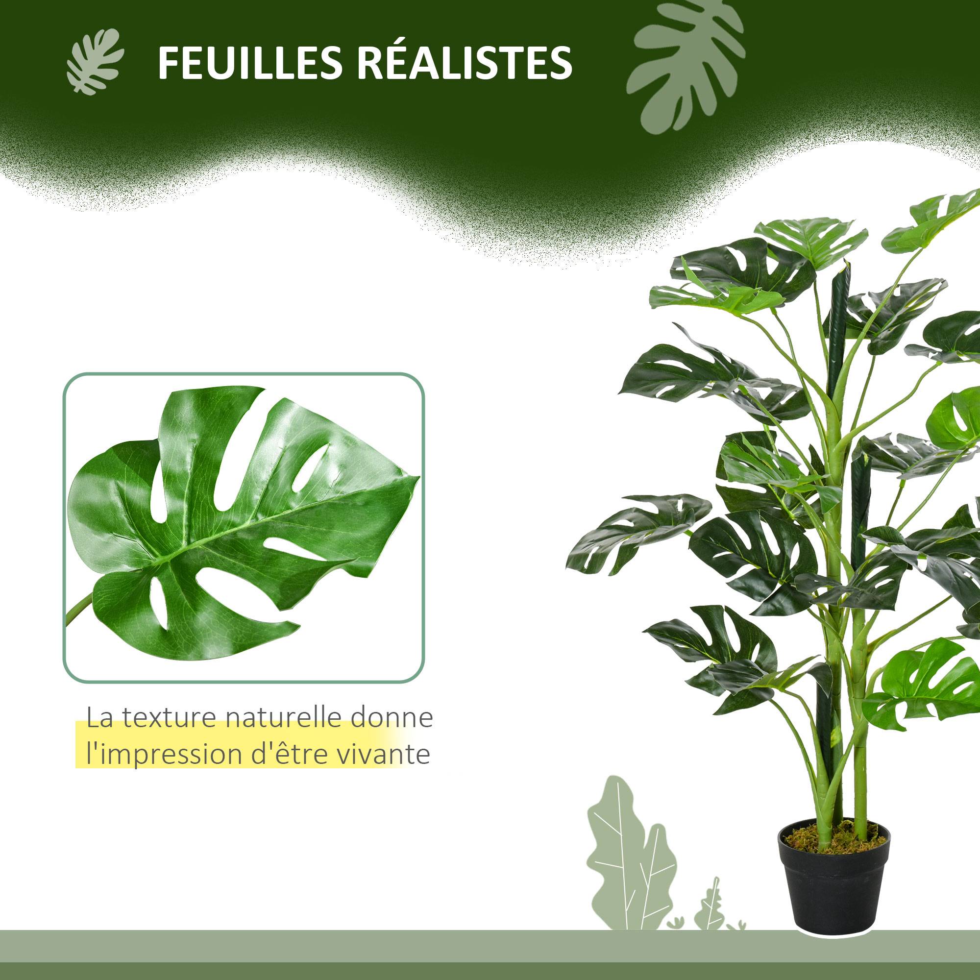 PANGIVO - Plante artificielle Monstera plastique vert 16 x 16 x 100 cm - PANGIVO - Image 7