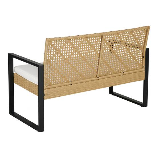 Casa.Pro - Salon de jardin 4 pièces Calciano aspect rotin beige noir naturel casa.pro - Imagen 9