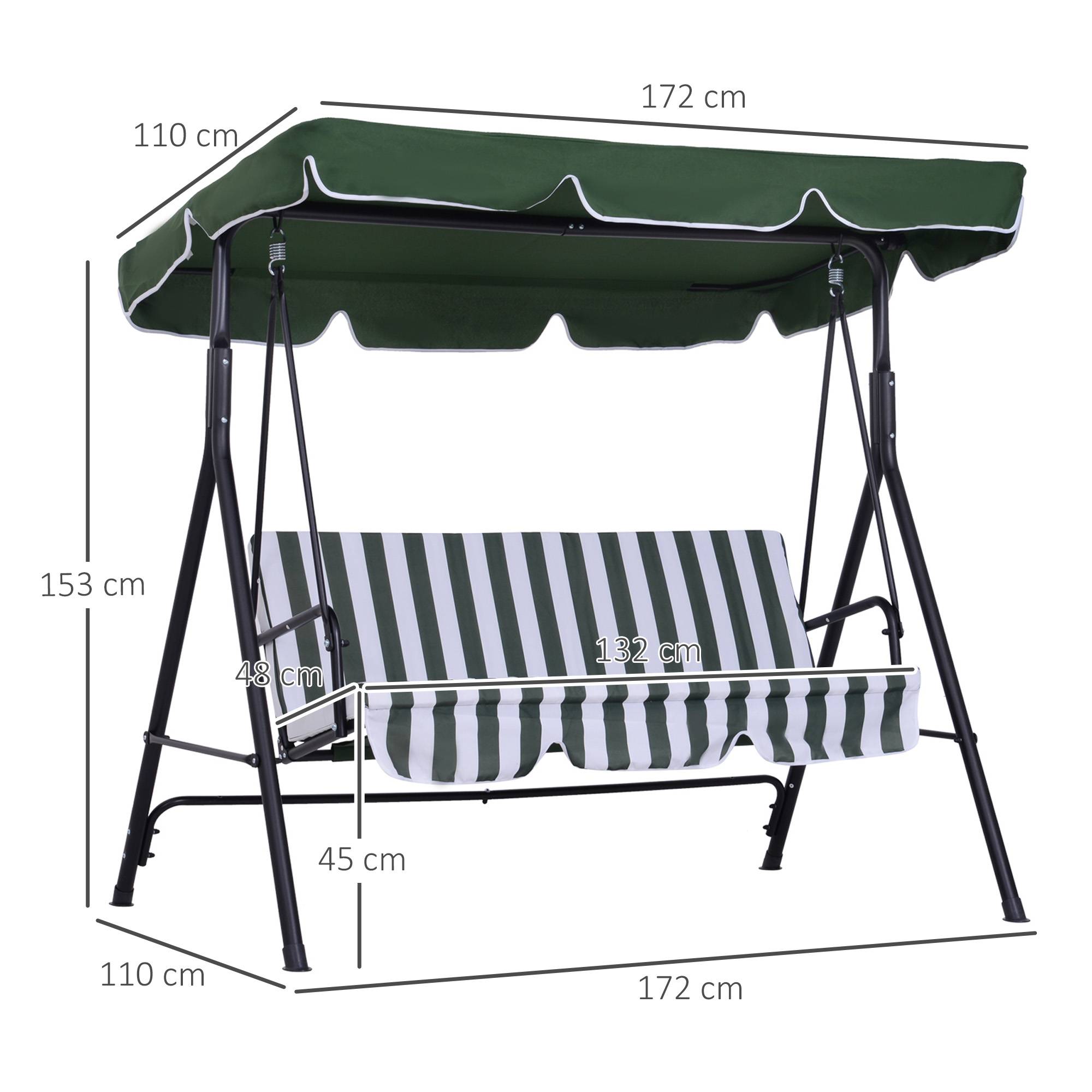 Balancelle de jardin 3 places acier terrasse toit inclinable coussins grand confort vert - ComfortXL Outdoor Living - Image 5