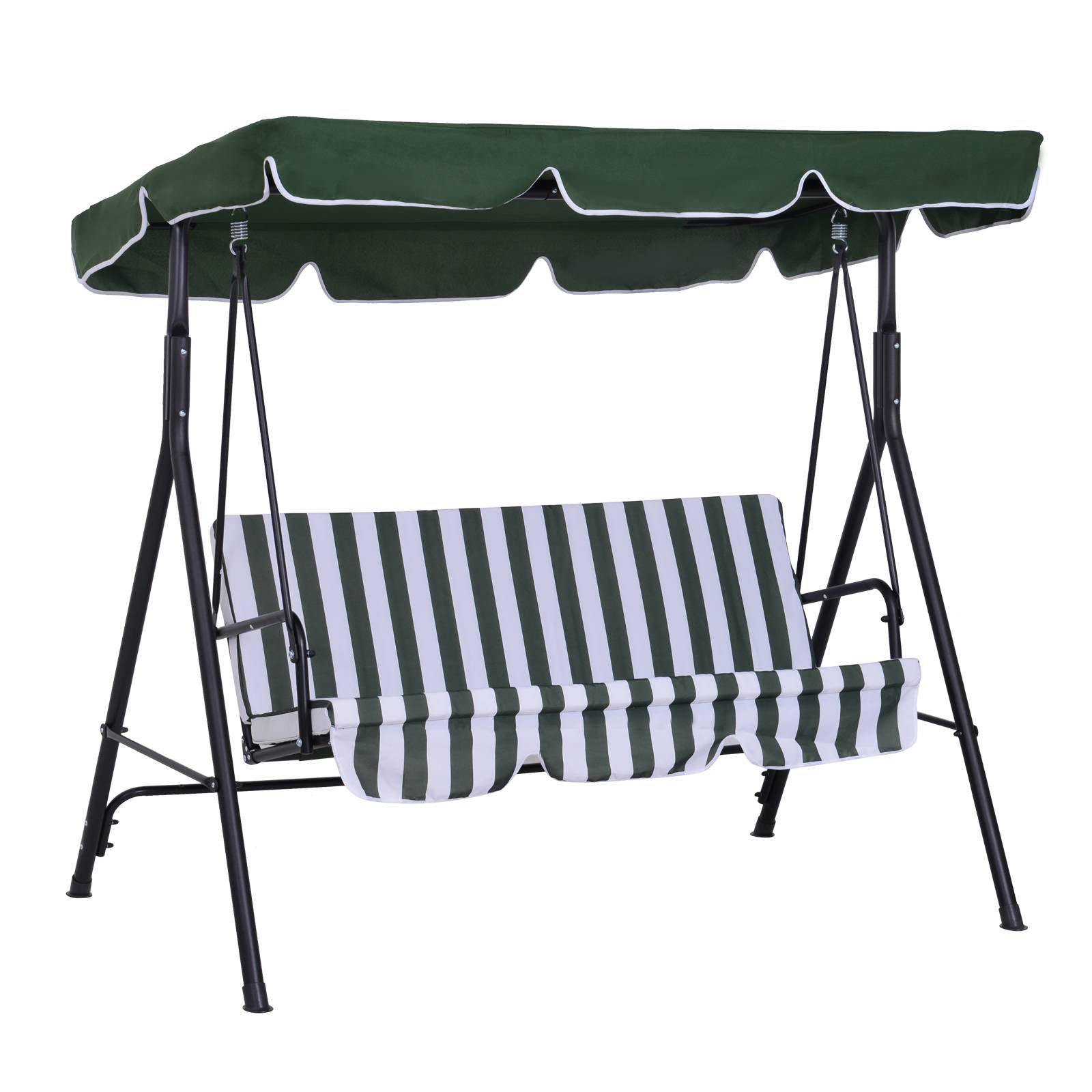 Balancelle de jardin 3 places acier terrasse toit inclinable coussins grand confort vert - ComfortXL Outdoor Living - Image 2