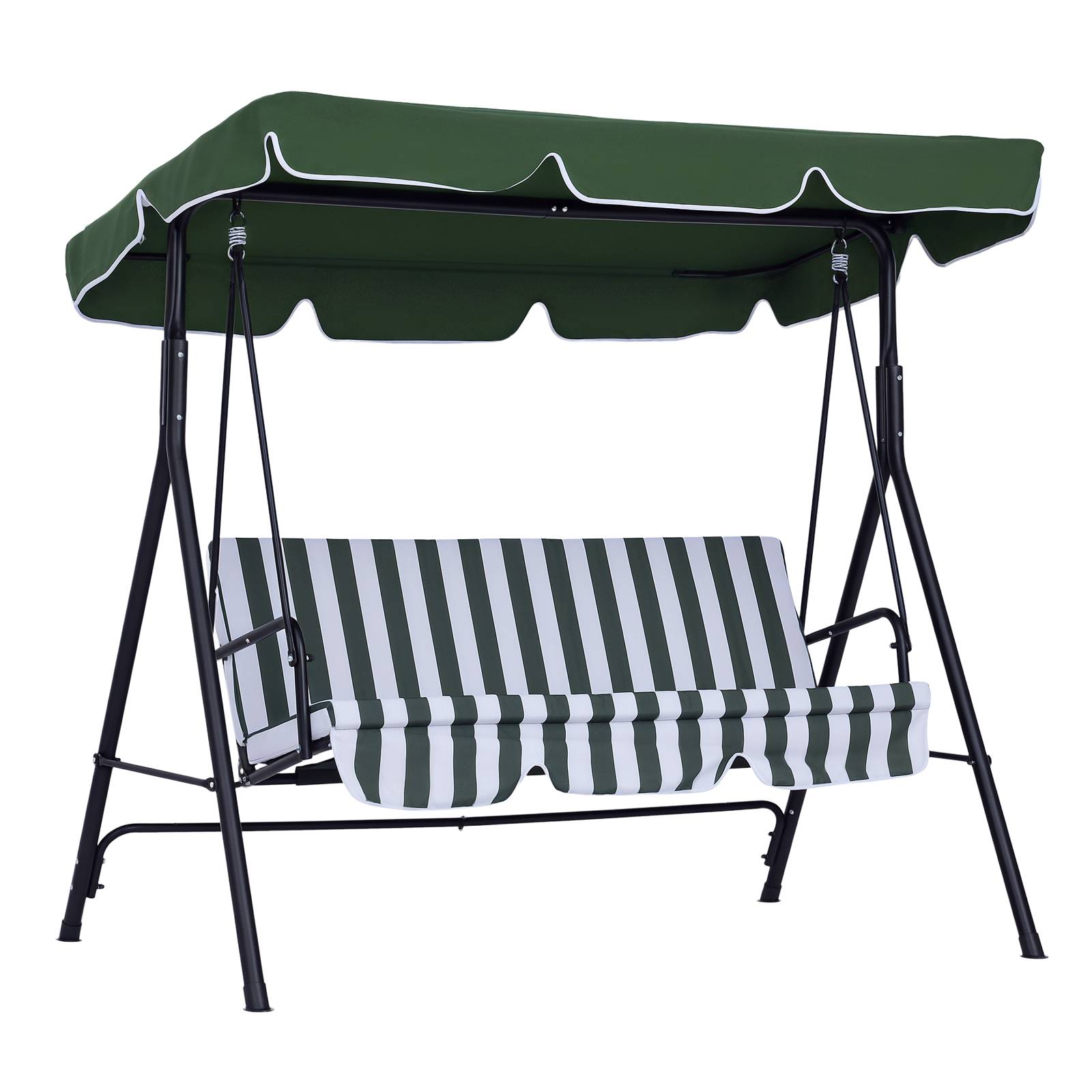 Balancelle de jardin 3 places acier terrasse toit inclinable coussins grand confort vert - ComfortXL Outdoor Living - Image 1