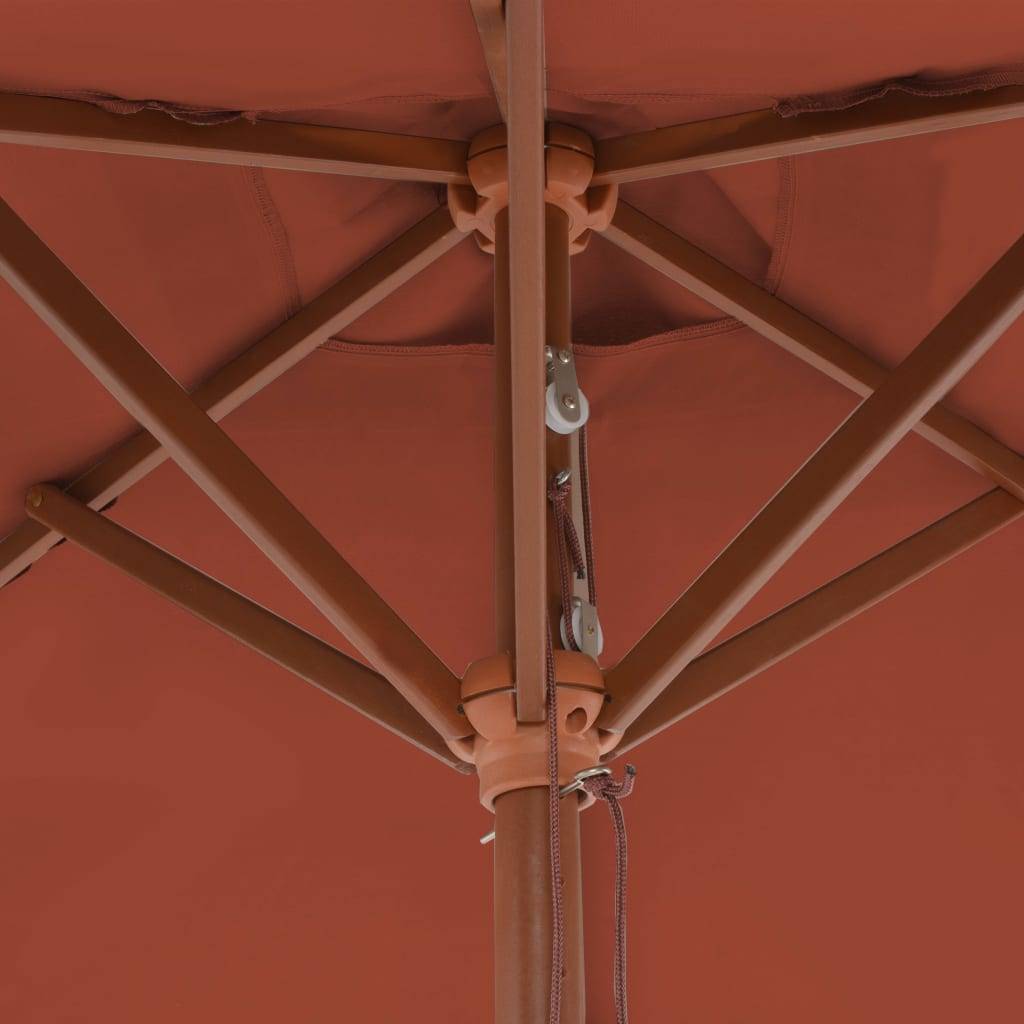 Helloshop26 - Parasol d'extérieur avec mât en bois 150 x 200 cm orange - Imagen 5
