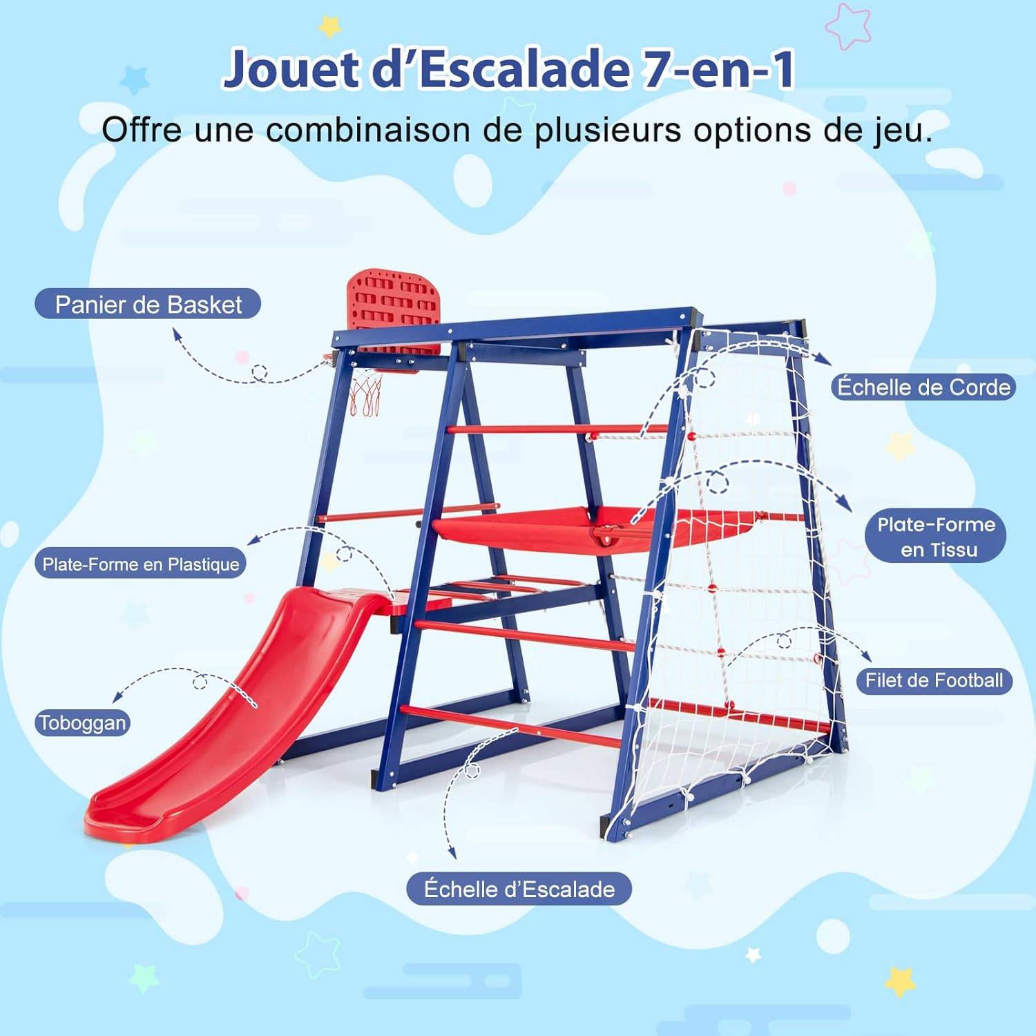 4 En 1 Chaise à Bascule En Bois Enfant Avec Siège Amovible, Arche D'escalade Montessori Avec Poignee Dossier 35 Balancement Charge 50kg 96460216