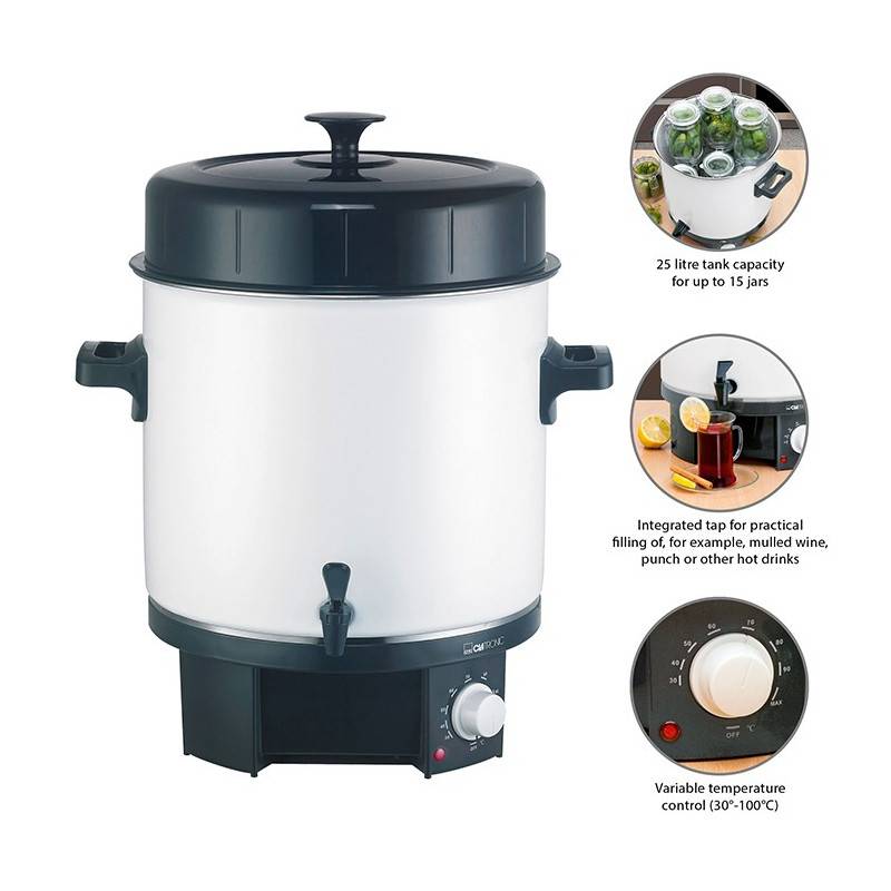 Stérilisateur à bocaux 25L 1800W  EKA 3338 Blanc Clatronic - Image 6