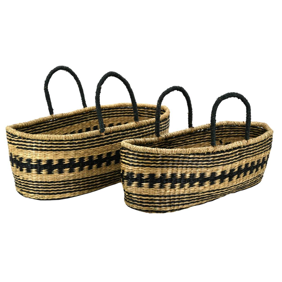 Aubry Gaspard - Paniers de rangement en jonc naturel et teinté (Lot de 2) - Imagen 1