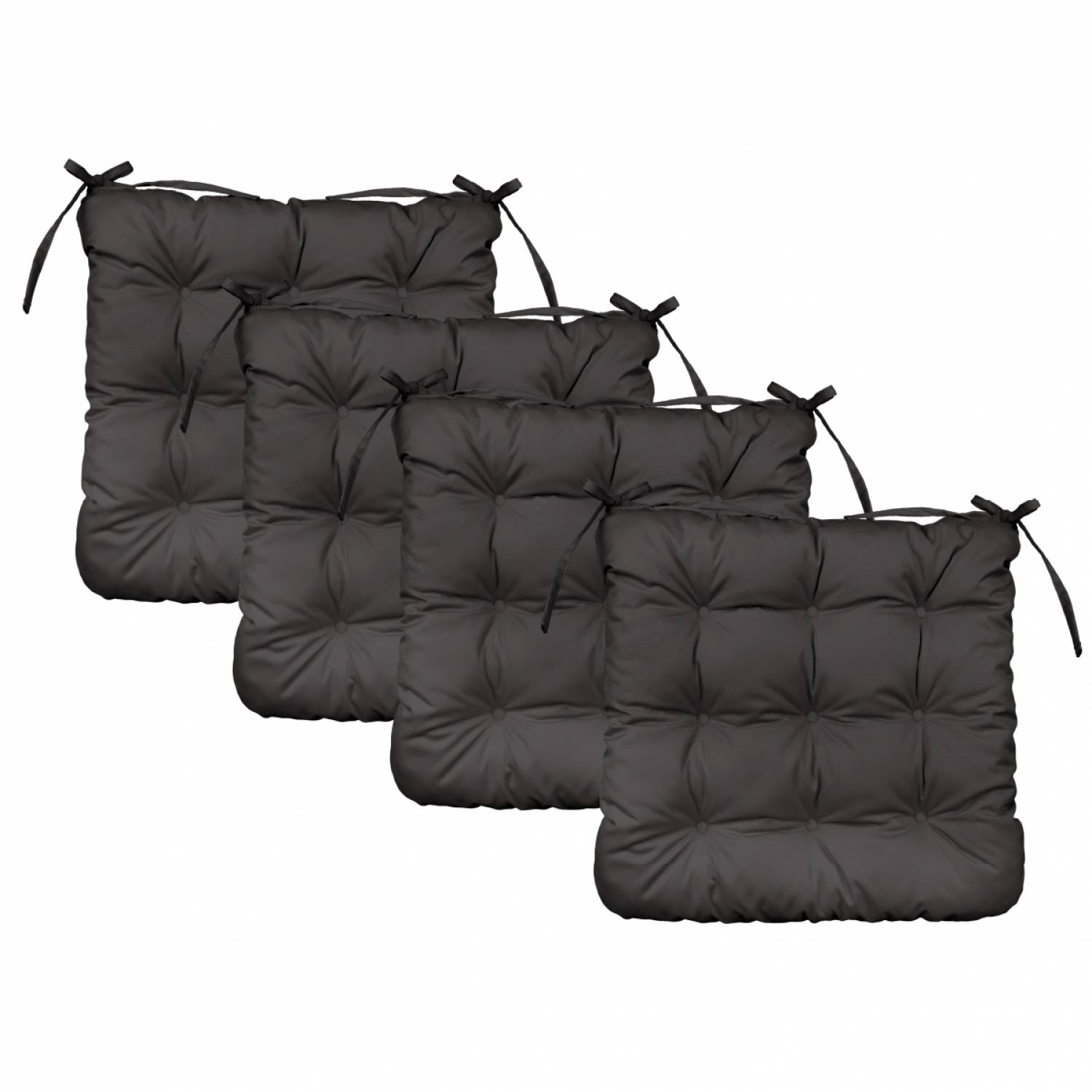 Linxor - Lot de 4 galettes, coussins carrés capitonnés pour chaise - Gris foncé - Linxor - Imagen 1