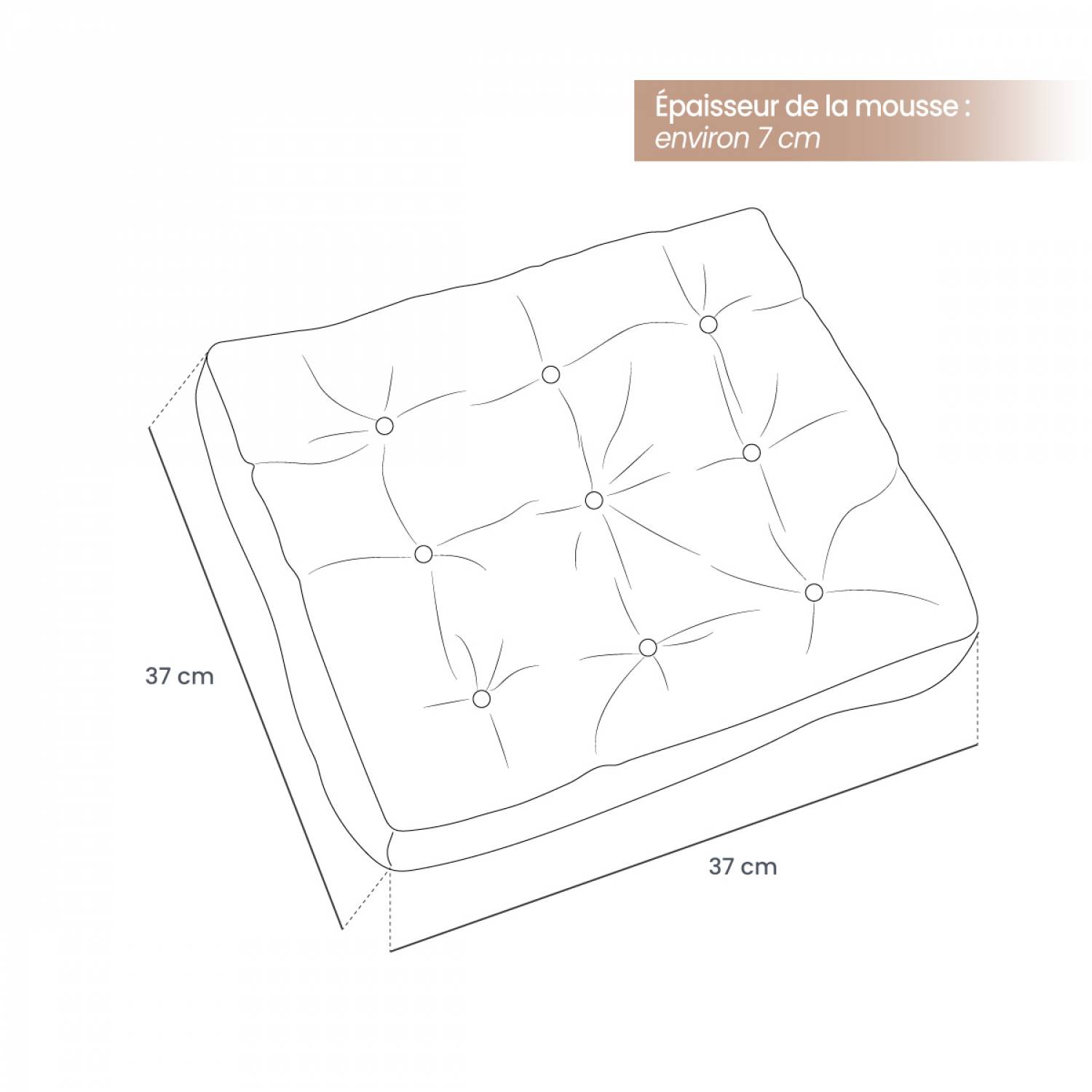 Linxor - Lot de 4 galettes, coussins carrés capitonnés pour chaise - Gris foncé - Linxor - Imagen 2