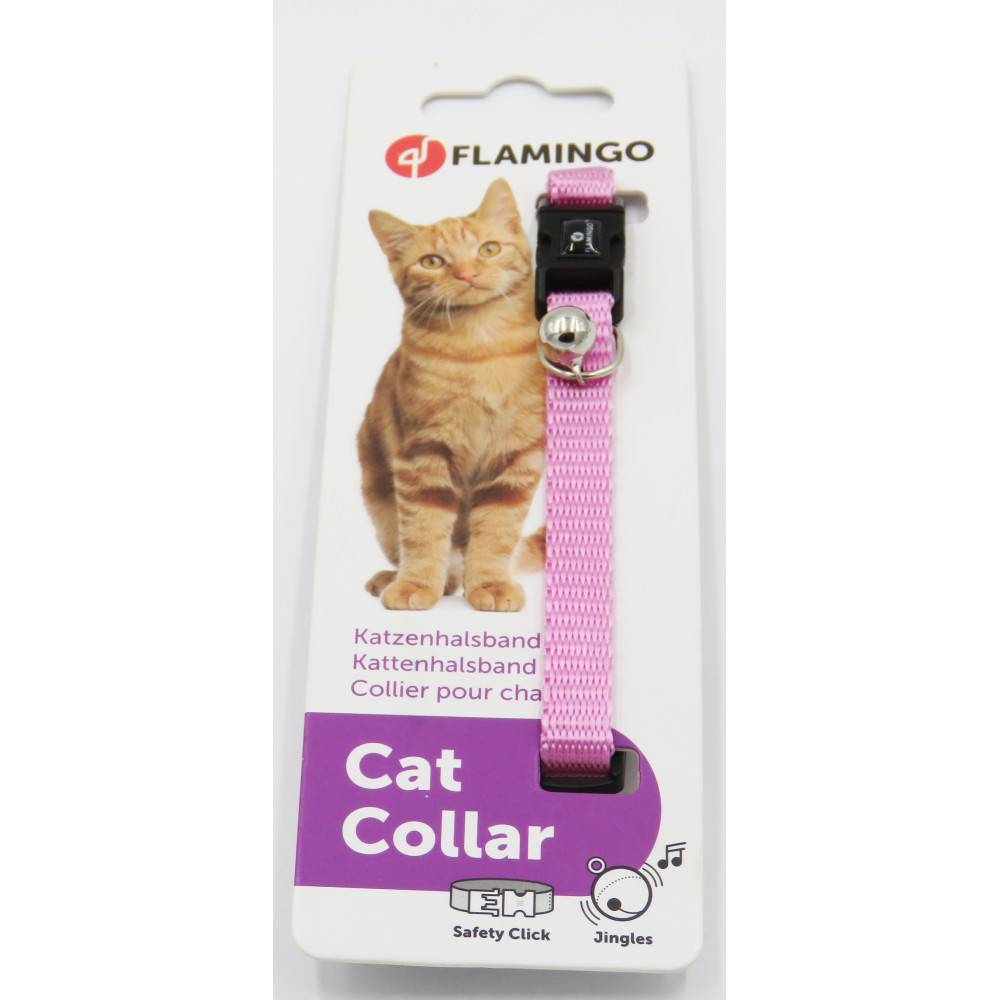 Collier réglable de 19 à 30 cm rose avec clochette pour chat - Imagen 3