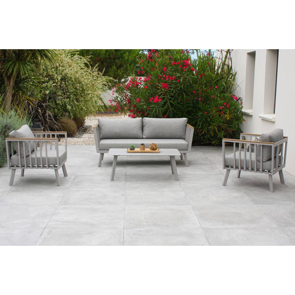 Dcb Garden - Salon de Jardin 5 Places "Napoli" 175cm Gris - Imagen 5