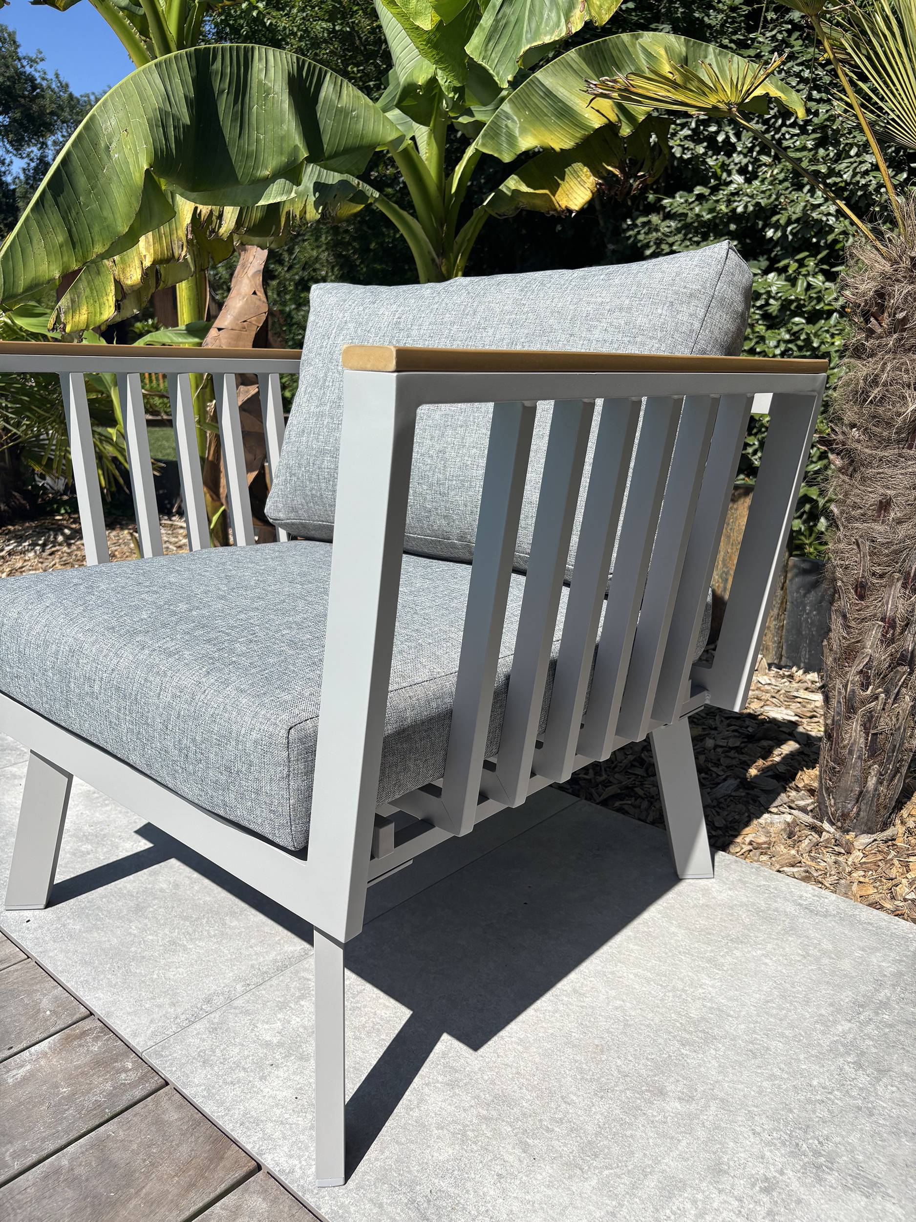 Dcb Garden - Salon de jardin 5 places en aluminium - Gris clair - NAPOLI - Image 3