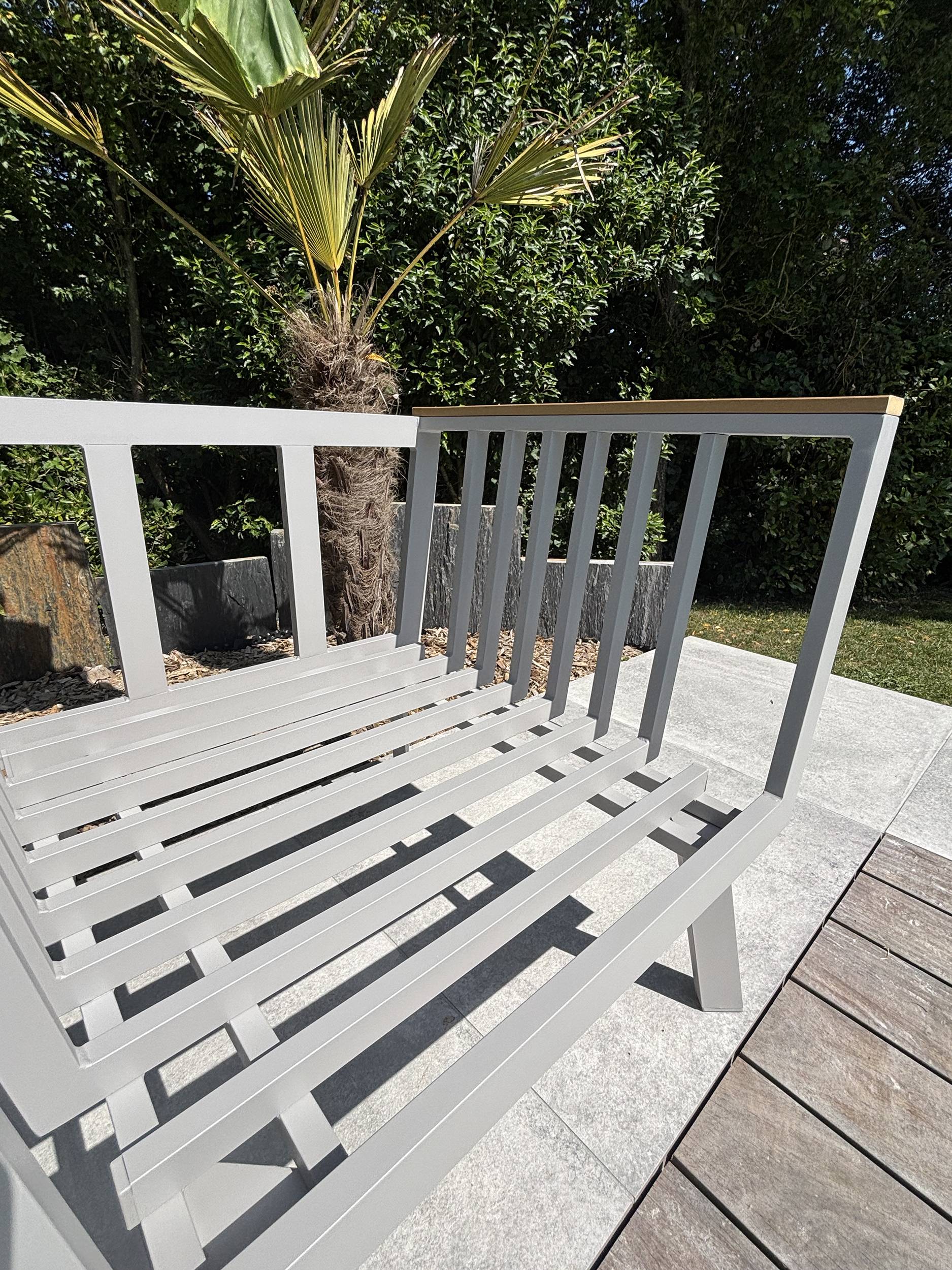 Dcb Garden - Salon de jardin 5 places en aluminium - Gris clair - NAPOLI - Image 7