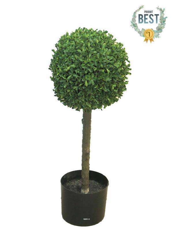 Artificielles - Buis boule factice sur tronc Ext. en pot anti-UV H60cm D25cm - BEST - dimhaut: H 60 cm - couleur: Vert - Imagen 1
