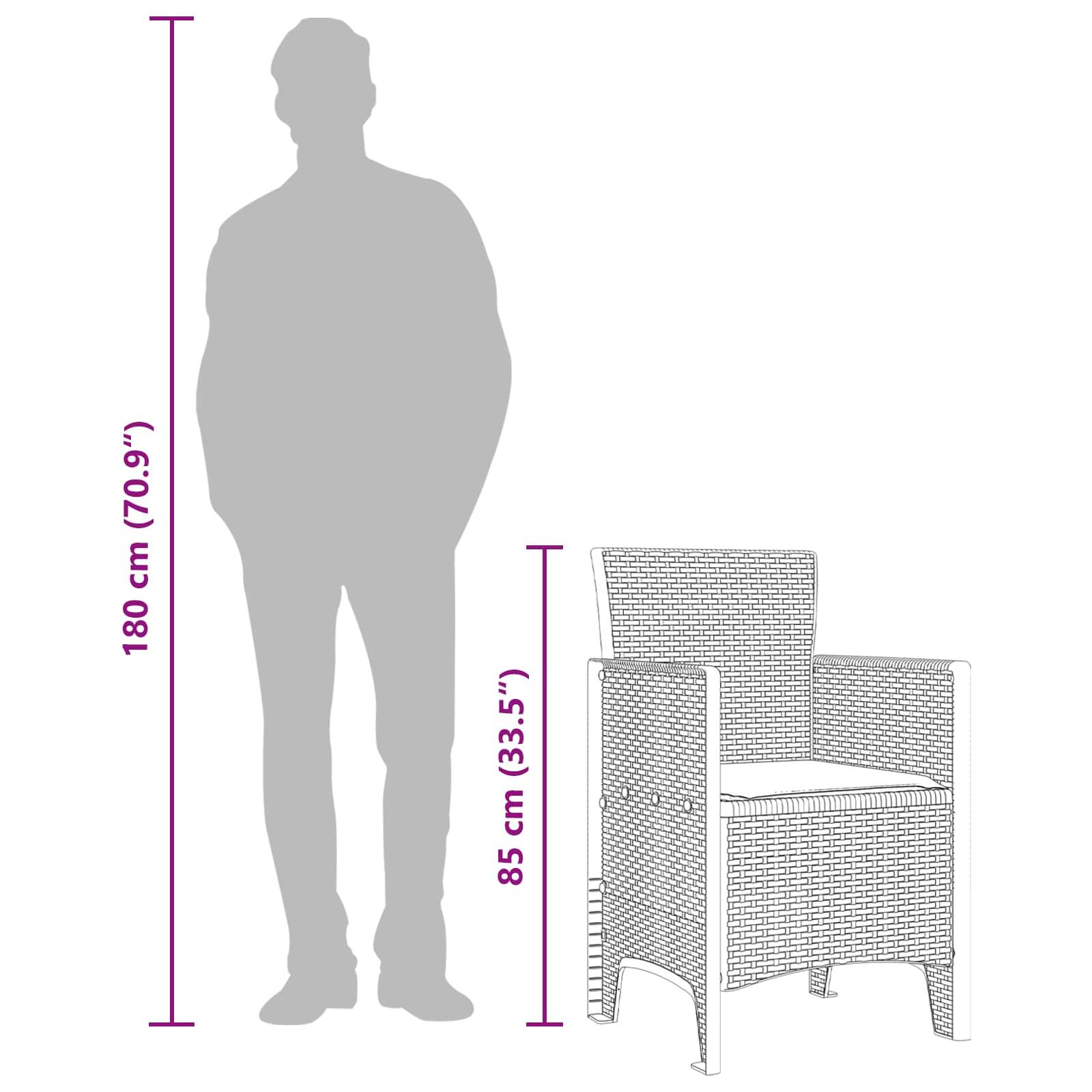 PANGIVO - Chaise de jardin polypropylène anthracites 53 x 49 x 85 cm, Poids :24.6kg - PANGIVO - Image 8
