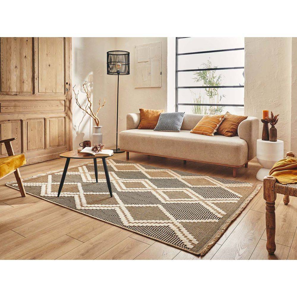 Jardindeco - Tapis intérieur extérieur aspect jute noire Tijuana 9048 290 x 200 cm - Imagen 2