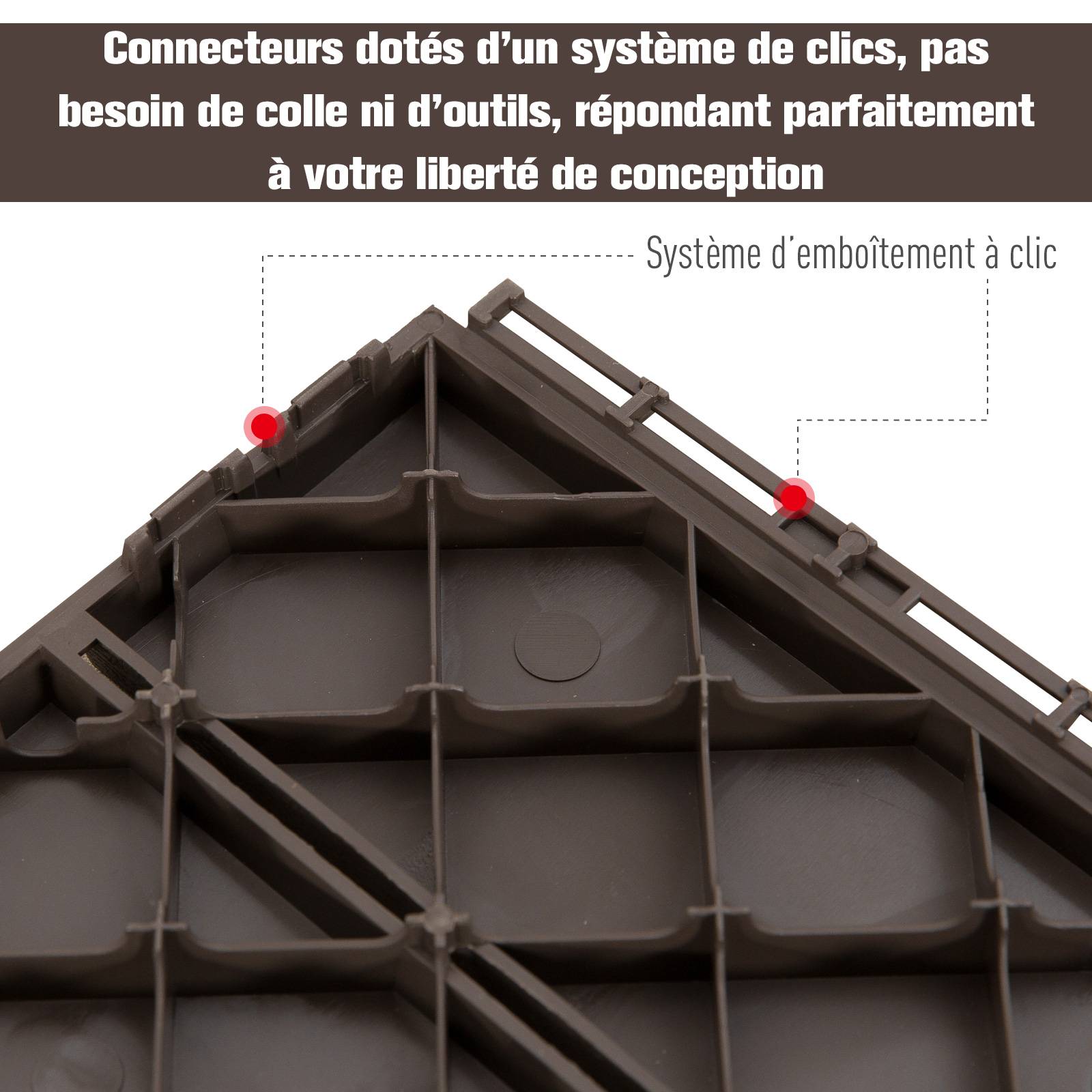 Outsunny - Dalles terrasse - lot de  9 - emboîtables, installation très simple - petits carreaux composite plastique imitation bois chocolat - Outsunny - Imagen 4