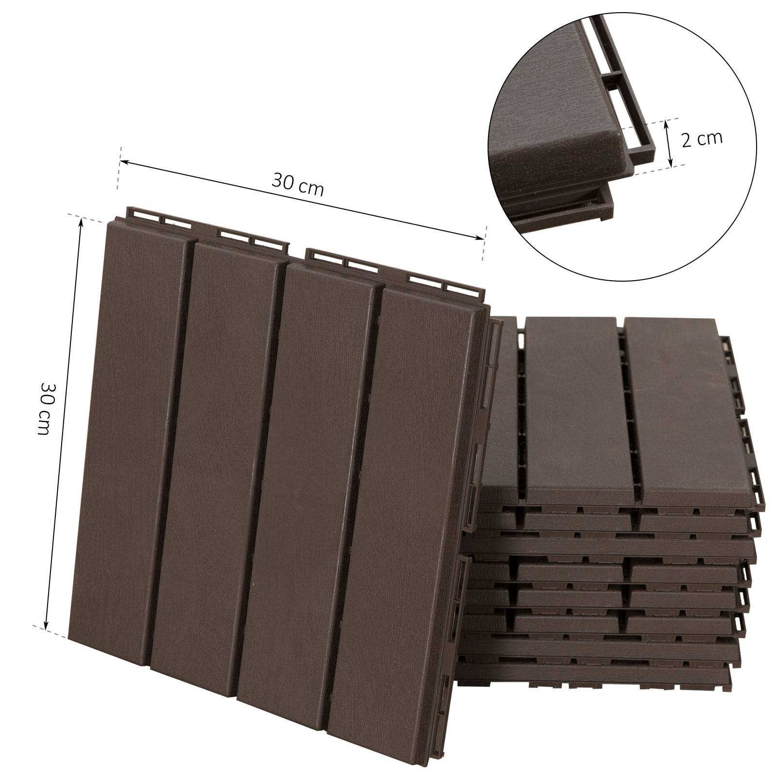 Outsunny - Dalles terrasse - lot de  9 - emboîtables, installation très simple - petits carreaux composite plastique imitation bois chocolat - Outsunny - Imagen 3