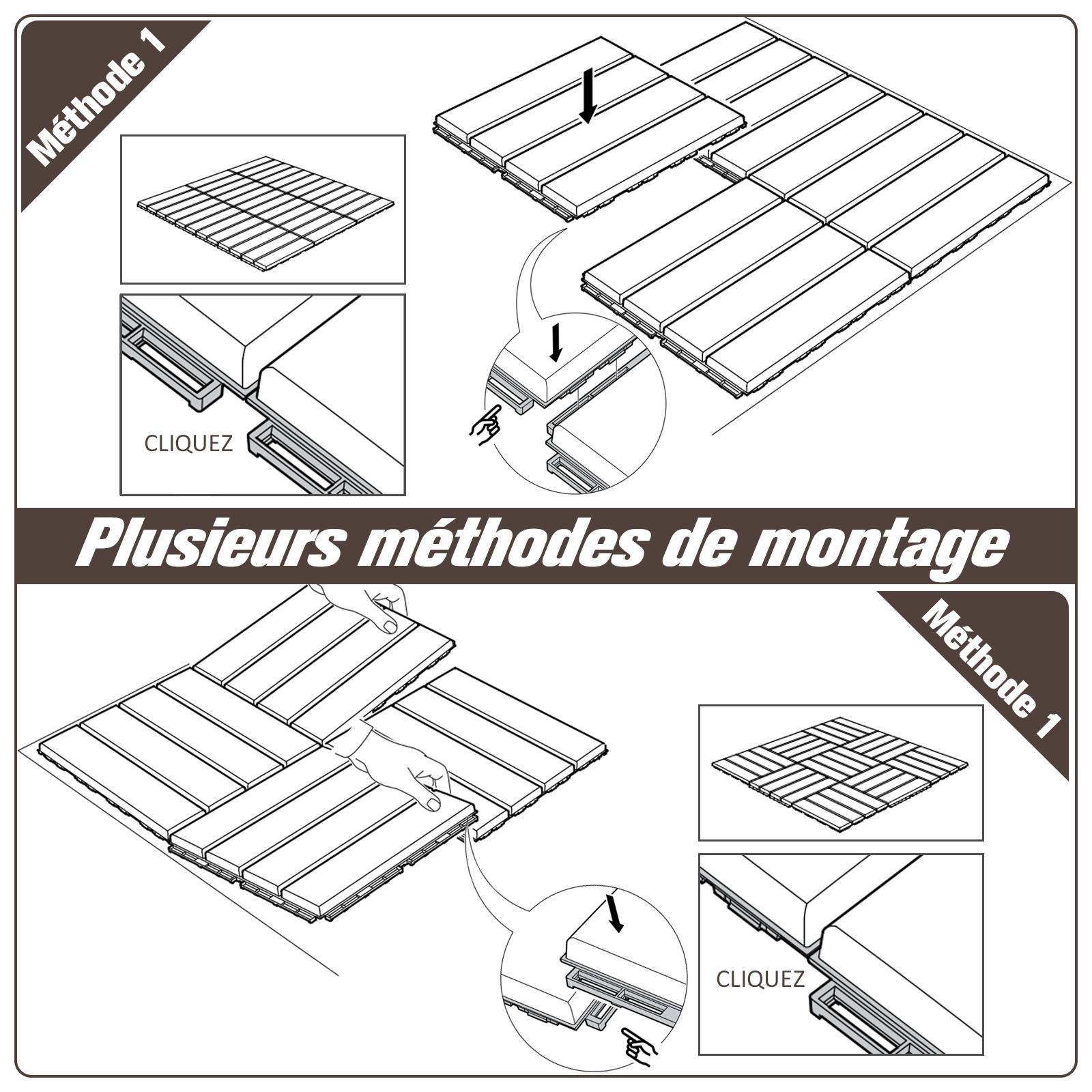 Outsunny - Dalles terrasse - lot de  9 - emboîtables, installation très simple - petits carreaux composite plastique imitation bois chocolat - Outsunny - Imagen 6