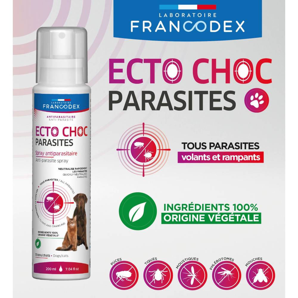 Francodex - Ecto Choc 200 ml antiparasitaires pour chiens et chats - Imagen 6