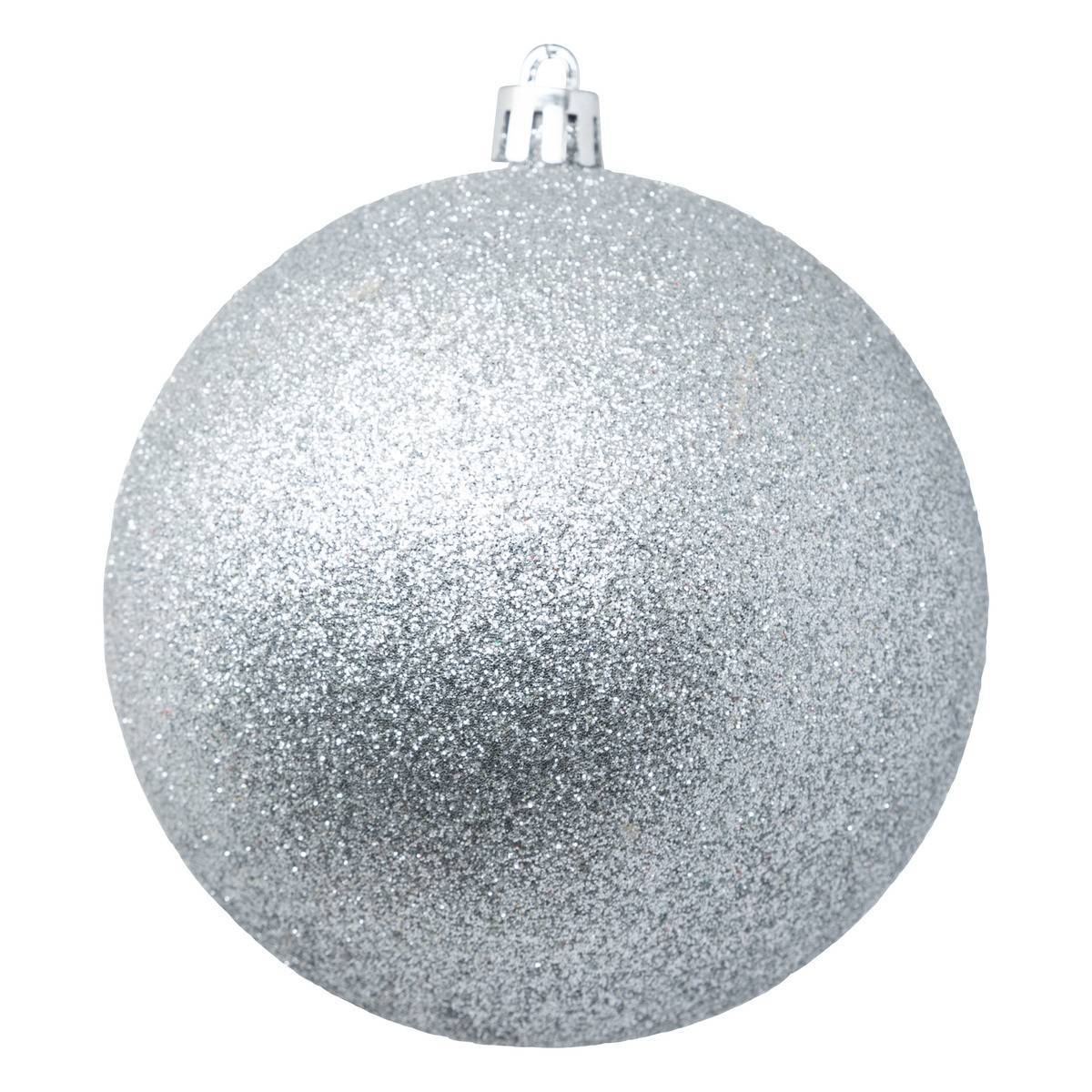 Fééric Lights & Christmas - Boule de Noël plastique 100mm x6 argent et blanc - Atmosphera Créateur d'intérieur - Imagen 3
