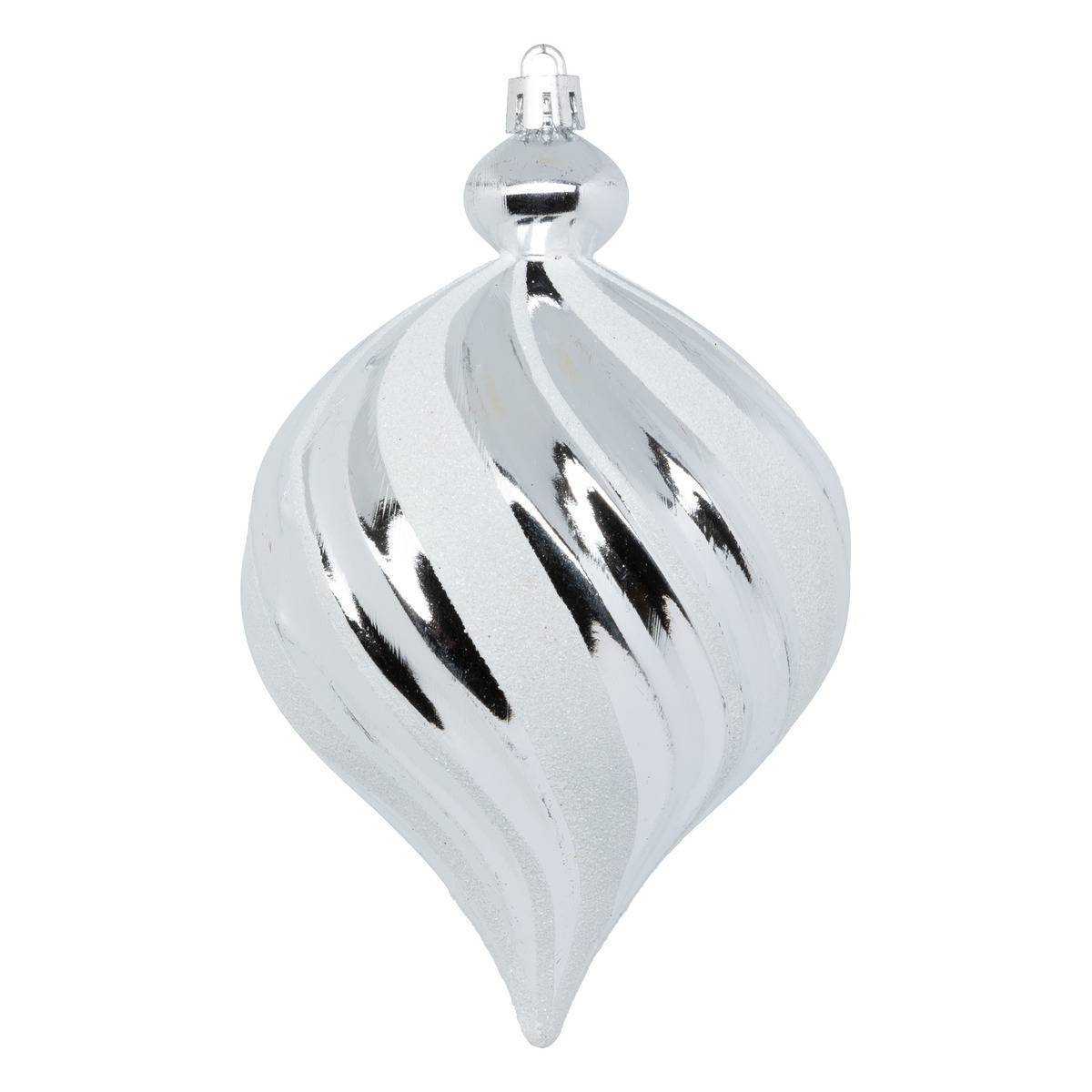 Fééric Lights & Christmas - Boule de Noël plastique 100mm x6 argent et blanc - Atmosphera Créateur d'intérieur - Imagen 4