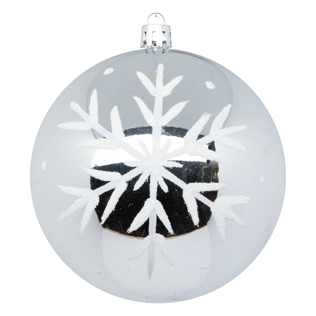 Fééric Lights & Christmas - Boule de Noël plastique 100mm x6 argent et blanc - Atmosphera Créateur d'intérieur - Imagen 5
