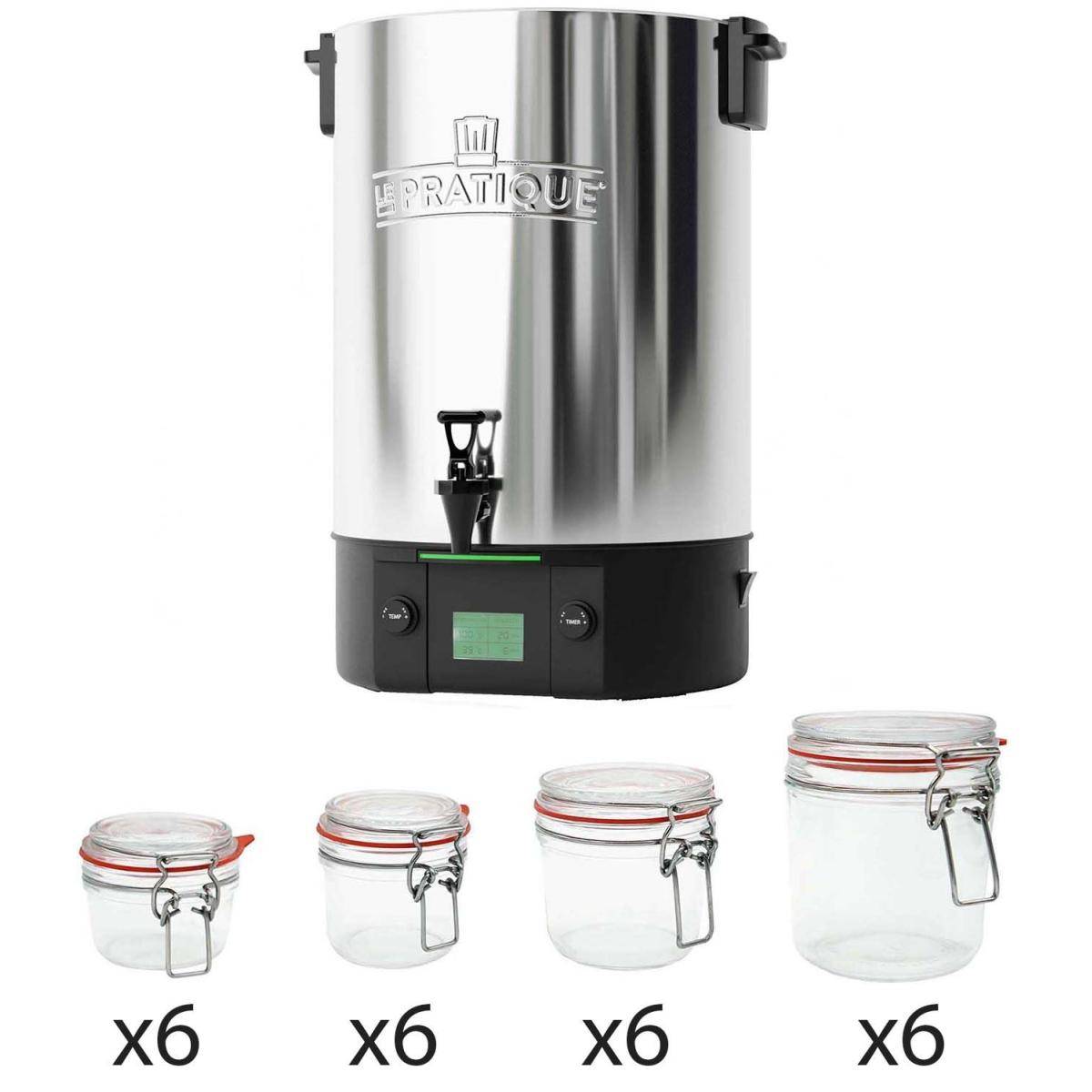 LE PRATIQUE - Stérilisateur électronique en inox 14 bocaux 2200 W avec 24 bocaux en verre - Imagen 1