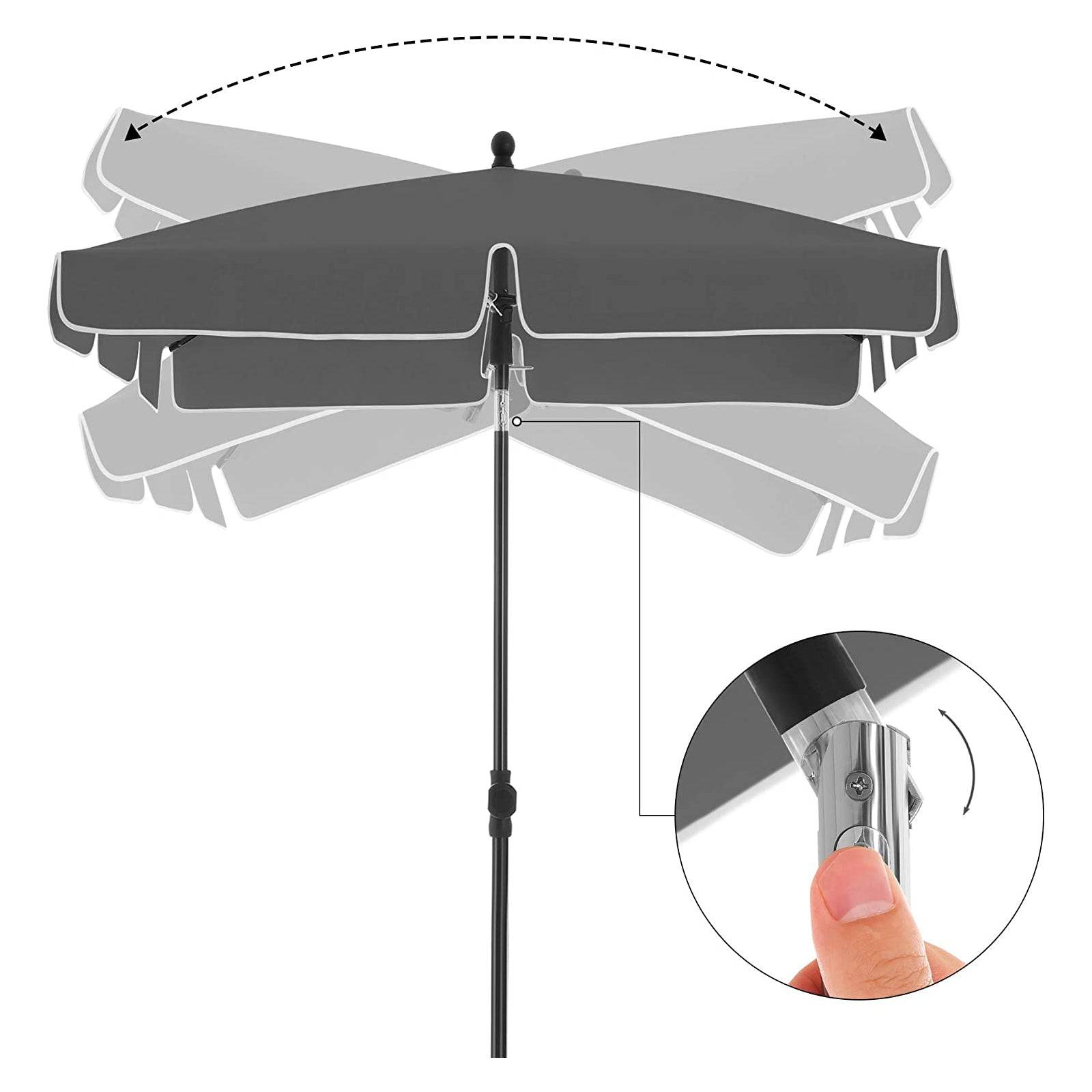 Helloshop26 - Parasol de balcon rectangulaire 1,8 x 1,25 m protection UPF 50+ ombrelle toile avec revêtement en pa sac de transport terrasse jardin sans socle gris - Imagen 3