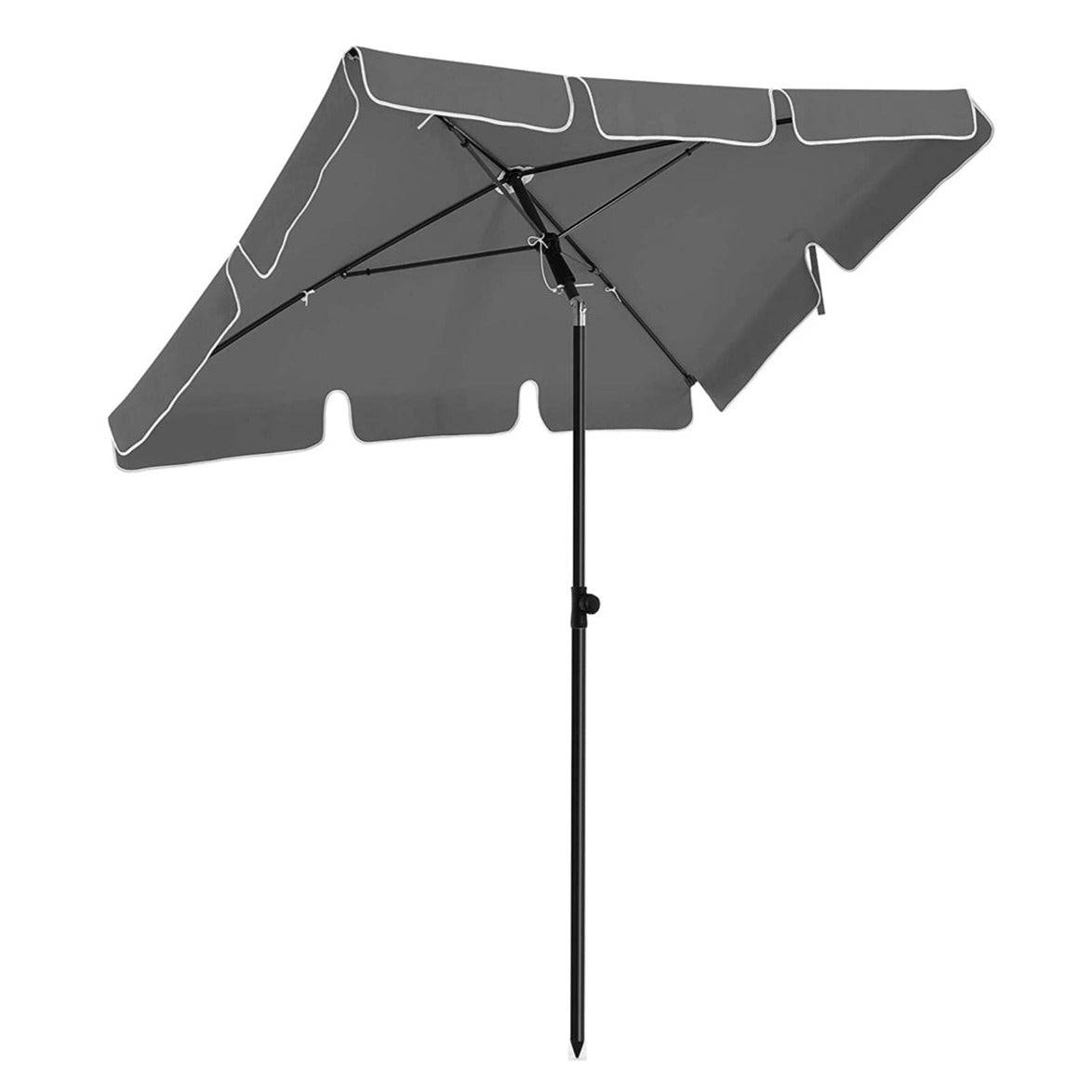 Helloshop26 - Parasol de balcon rectangulaire 1,8 x 1,25 m protection UPF 50+ ombrelle toile avec revêtement en pa sac de transport terrasse jardin sans socle gris - Imagen 1
