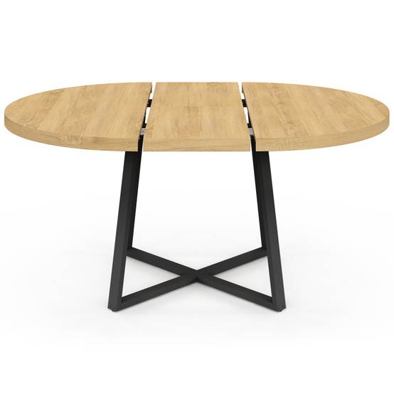 Table à manger extensible ronde SELMA 4-8 personnes bois et noir 110-150 cm - Image 3